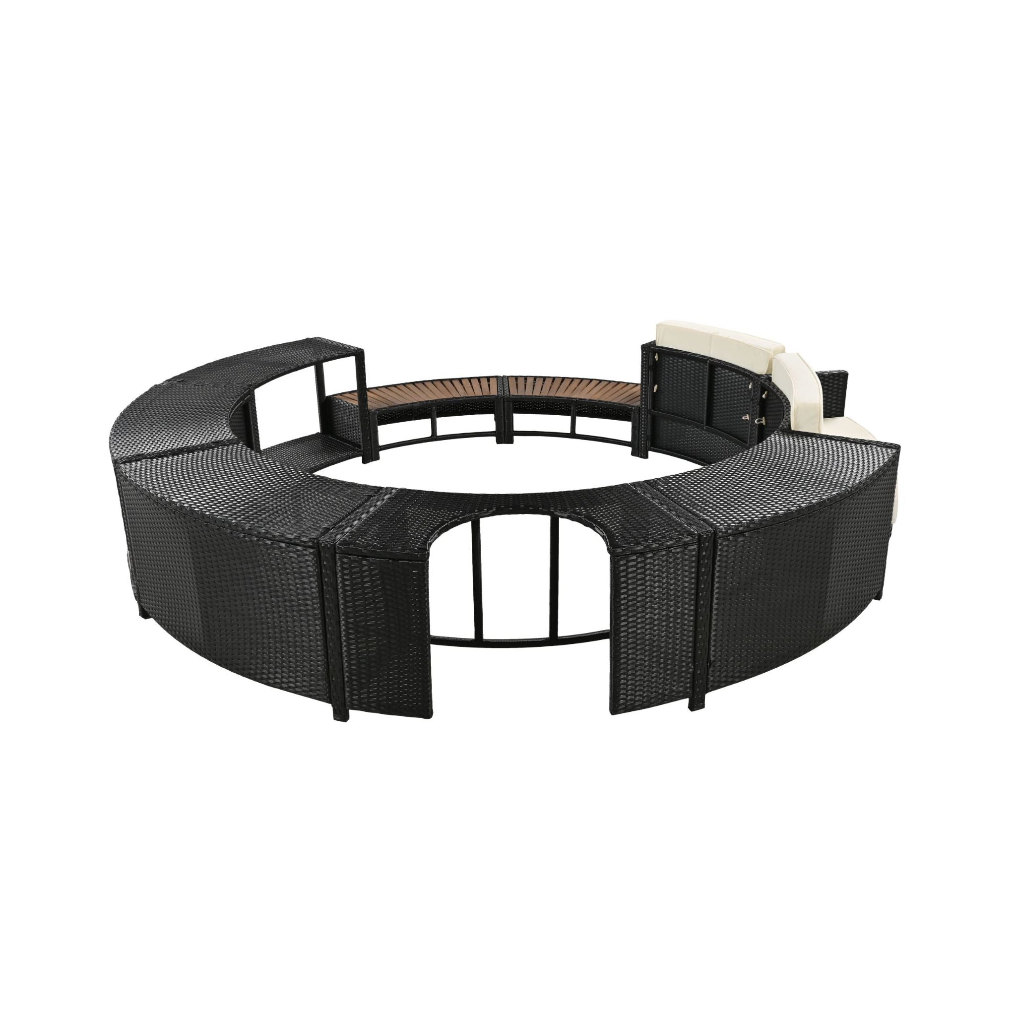 Alora Large Premium Surround Spa Patio Rattan Sofa Set With Storage Compartments And Cushions (SAK75629)