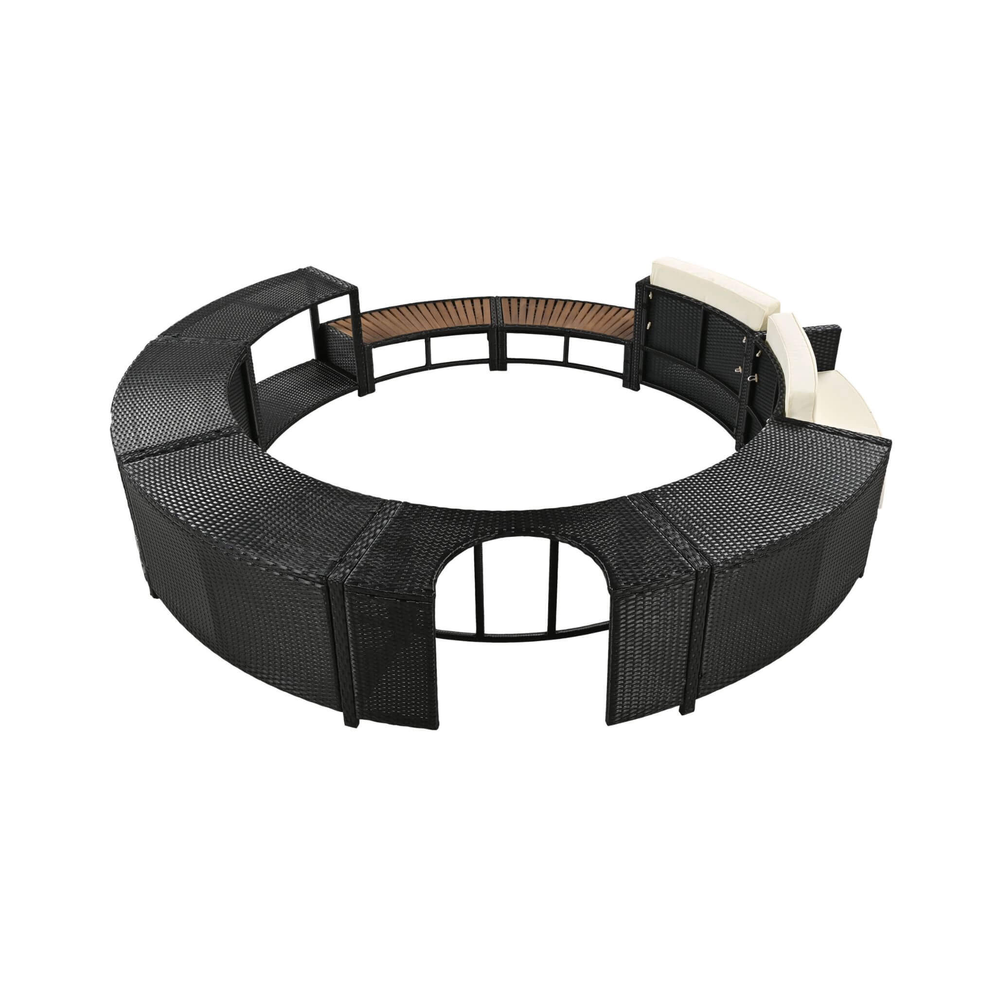 Alora Large Premium Surround Spa Patio Rattan Sofa Set With Storage Compartments And Cushions (SAK75629)