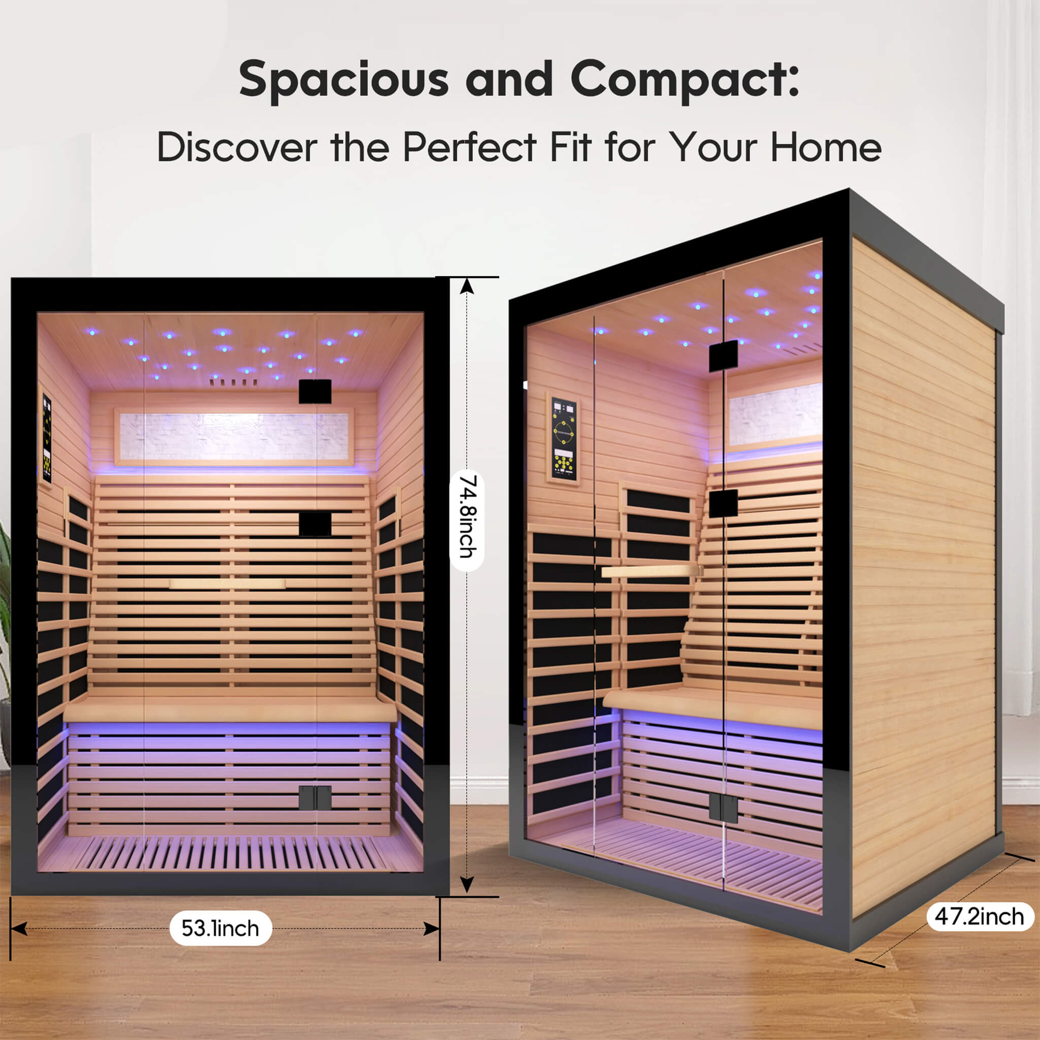Thermora Luxury 2-Person Canadian Hemlock Wood Far Infrared Home Sauna (SAK02184)