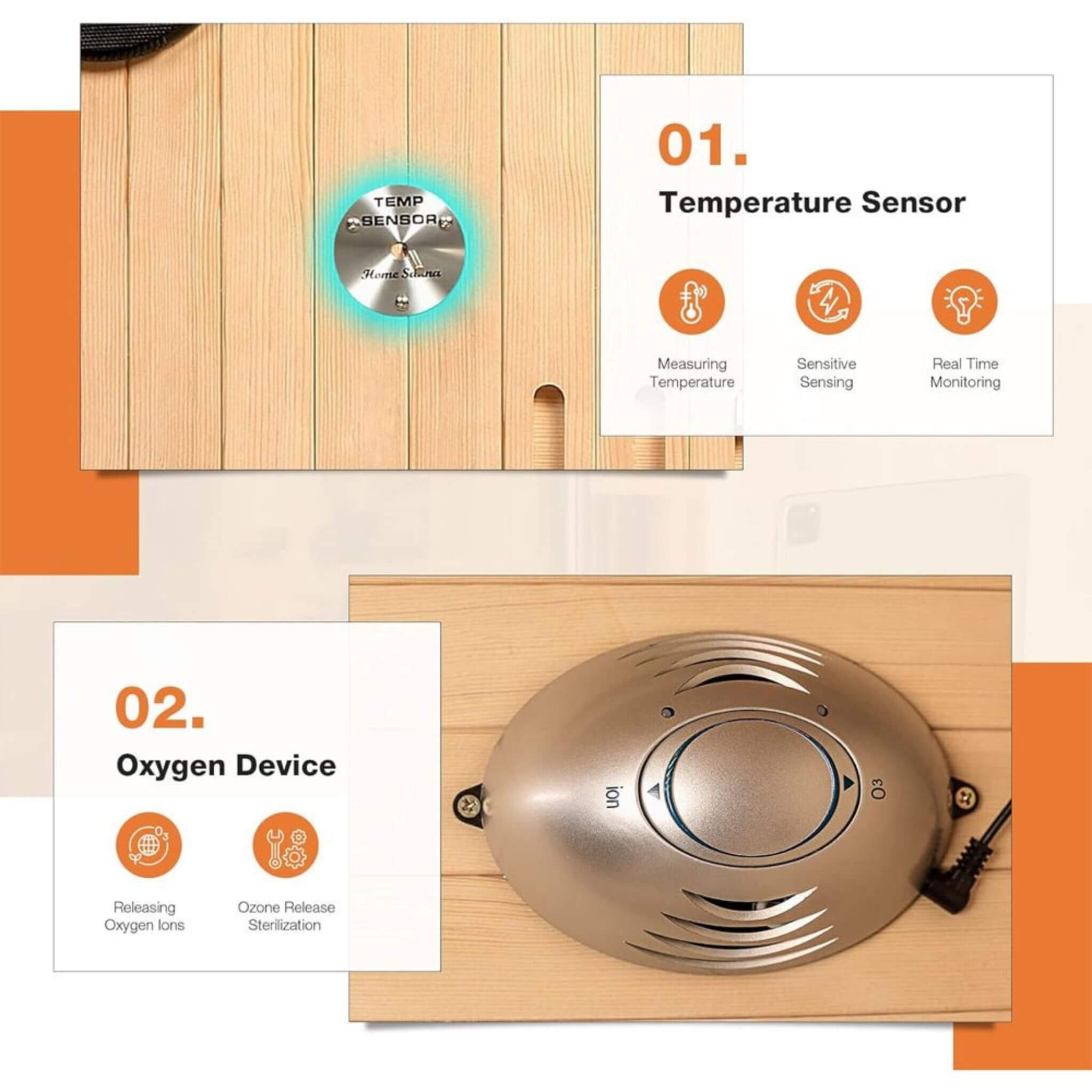 Thermora Luxury 2-Person Low EMF FAR Infrared Heat Wood Home Personal Spa Sauna W/ Panoramic Tempered Glass, 2000W (SAK27481)