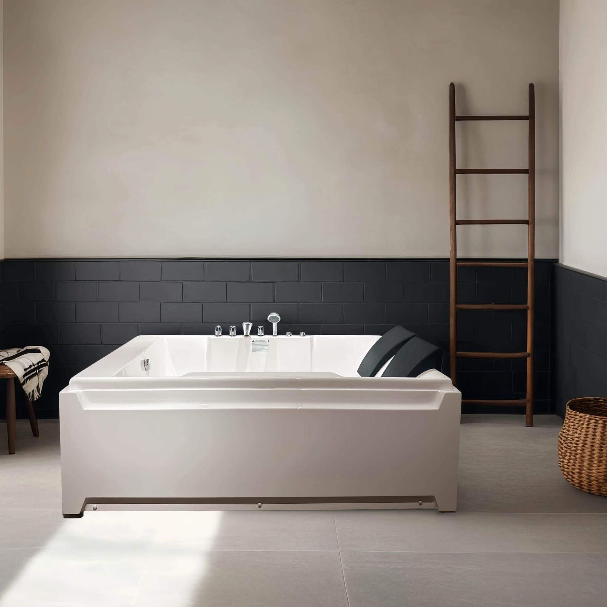 Alora 73-Inch Luxury 2-Person Whirlpool Hydro Massage Jetted Bathtub With Chromatherapy Lights (SAK58620)