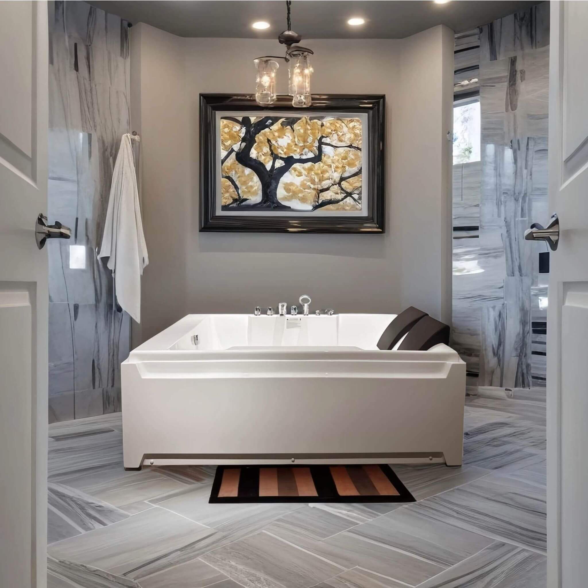 Alora 73-Inch Luxury 2-Person Whirlpool Hydro Massage Jetted Bathtub With Chromatherapy Lights (SAK58620)