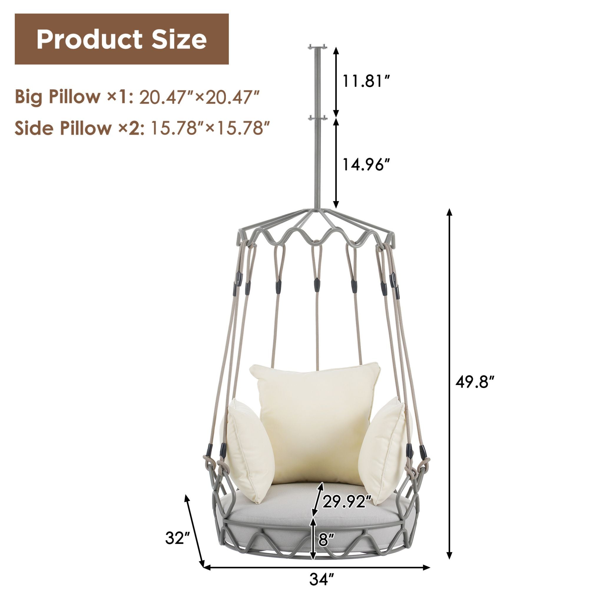 Alora Luxury Outdoor Hanging Basket Porch Swing Chair With UV Resistant Cushions (SAK95678)