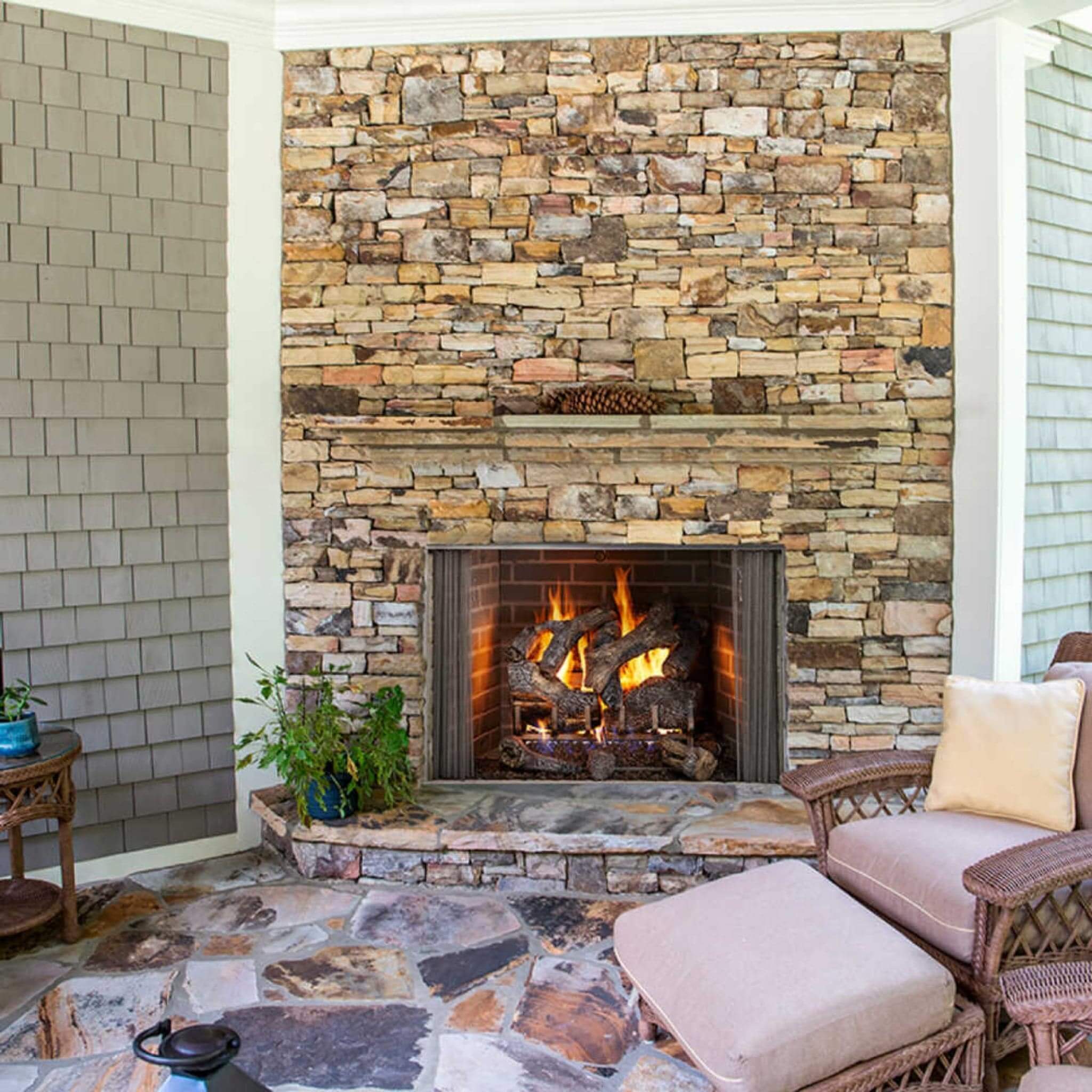 Majestic Cottagewood 42" Gray Refractory Outdoor Wood-Burning Fireplace [ODCTGWD-42/H] (SAK13958)