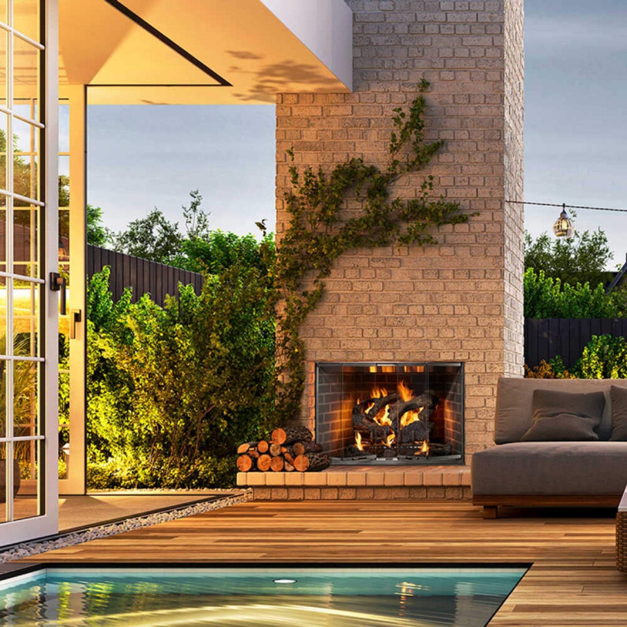 Majestic Cottagewood 42" Gray Refractory Outdoor Wood-Burning Fireplace [ODCTGWD-42/H] (SAK13958)