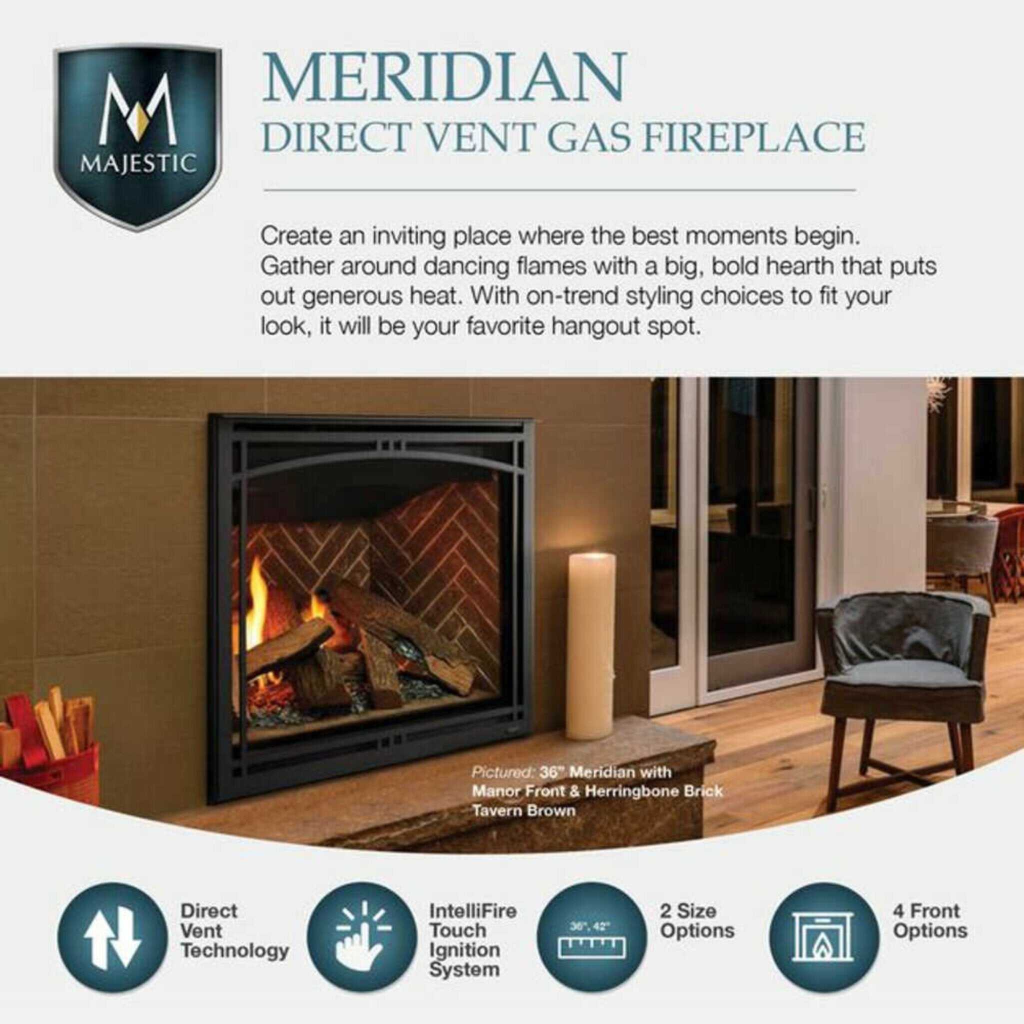 Majestic Meridian 42" Natural Gas Fireplace [MER42N] (SAK43895)