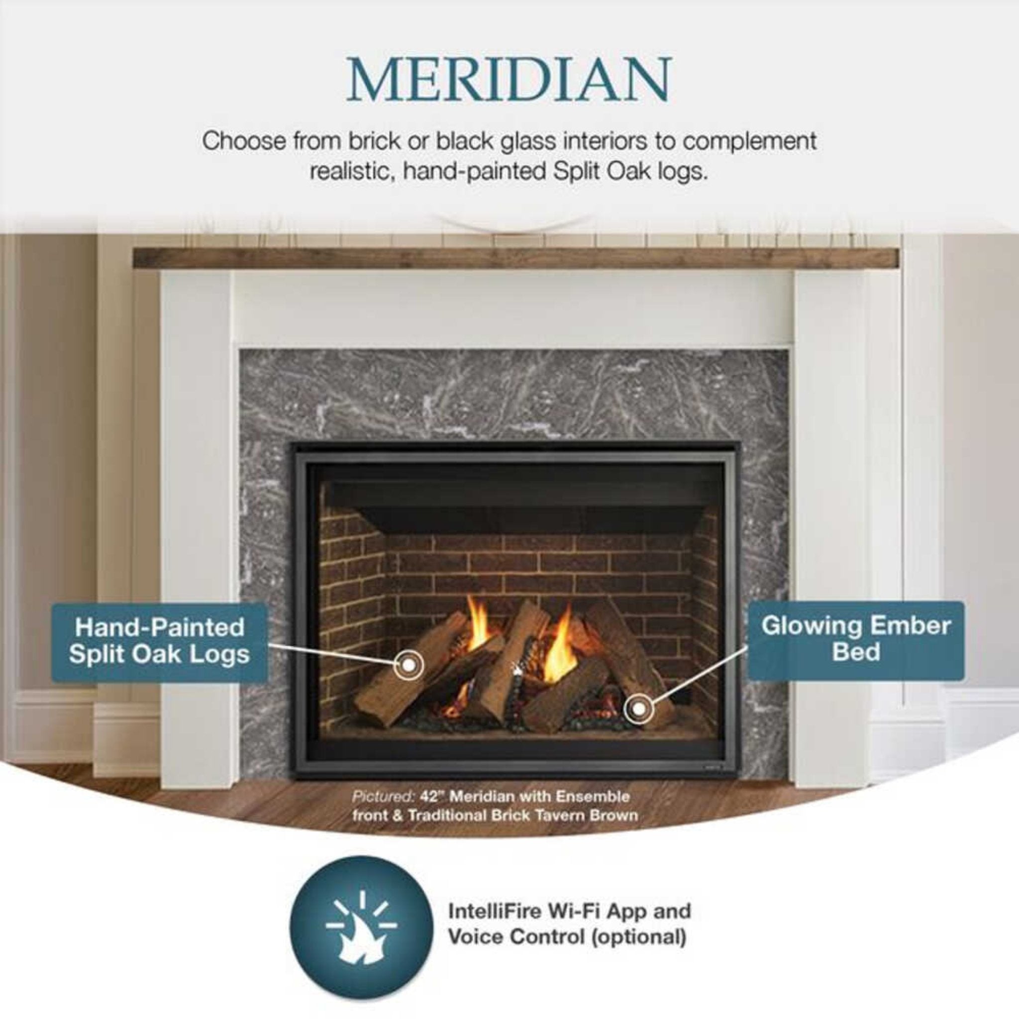Majestic Meridian 42" Platinum Natural Gas Fireplace [MER42PN] (SAK51823)