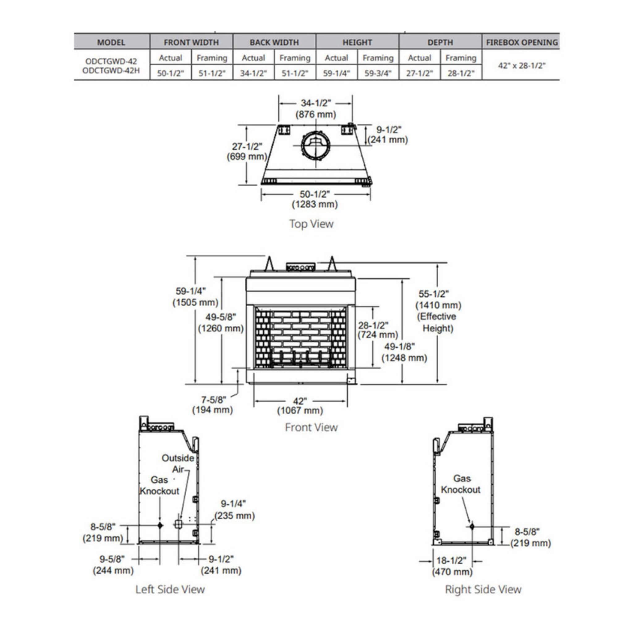 Majestic Cottagewood 42" Gray Refractory Outdoor Wood-Burning Fireplace [ODCTGWD-42/H] (SAK13958)