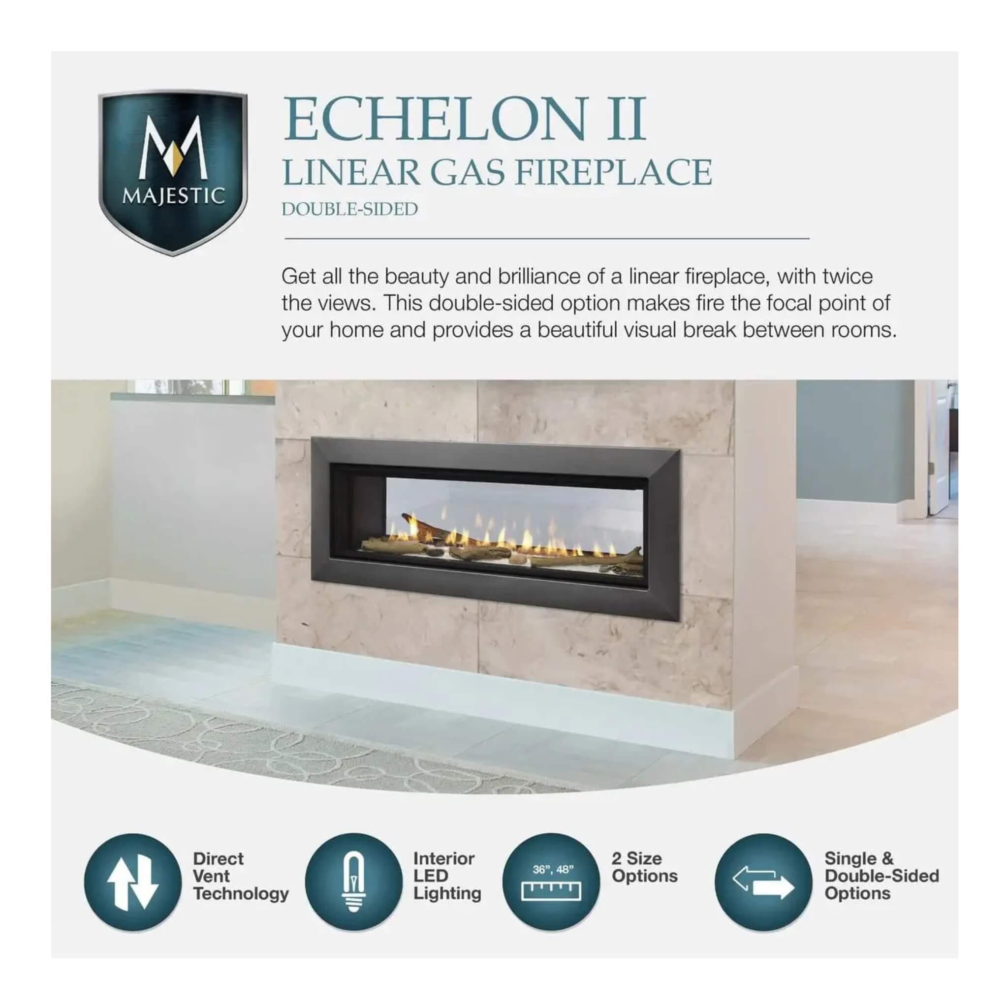 Majestic Echelon II 48" See-Through Direct Vent Fireplace [ECHEL48STIN-C] (SAK69284)