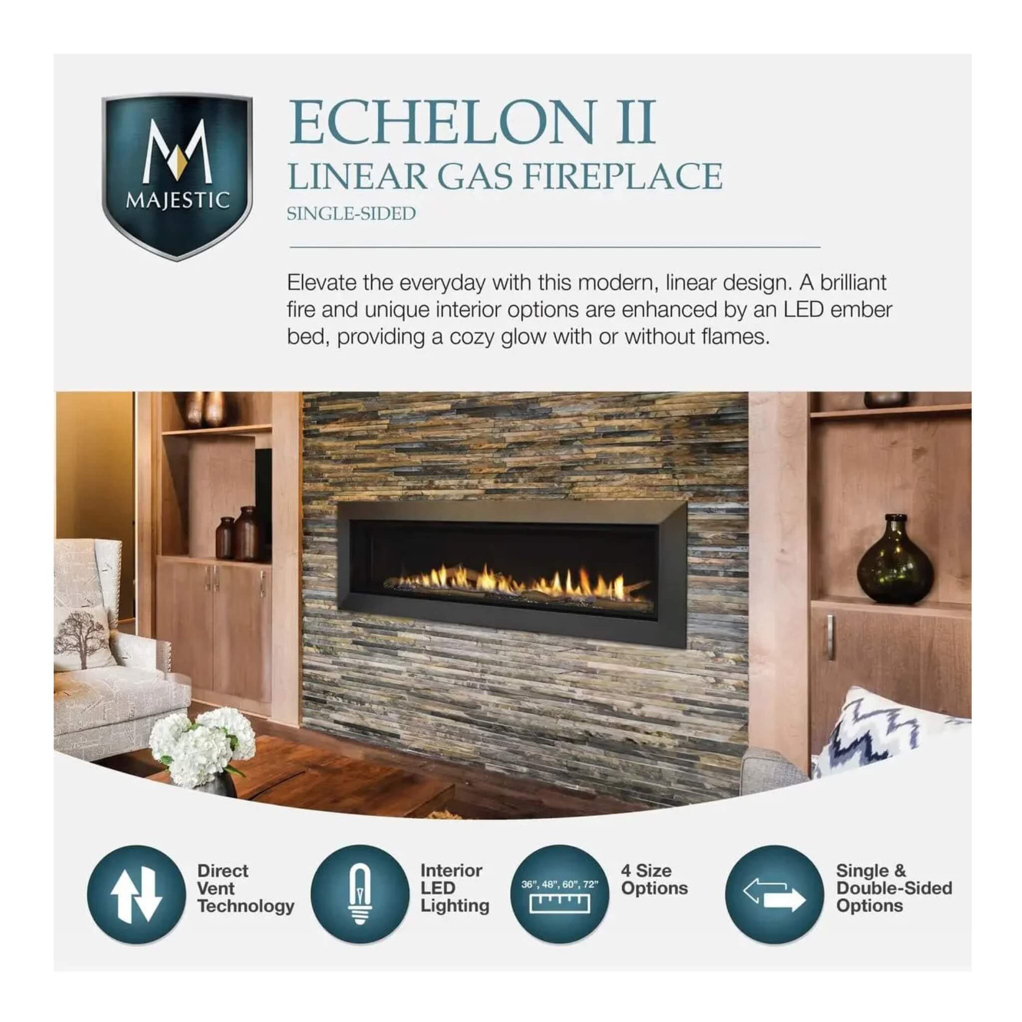 Majestic Echelon II 48" See-Through Direct Vent Fireplace [ECHEL48STIN-C] (SAK69284)