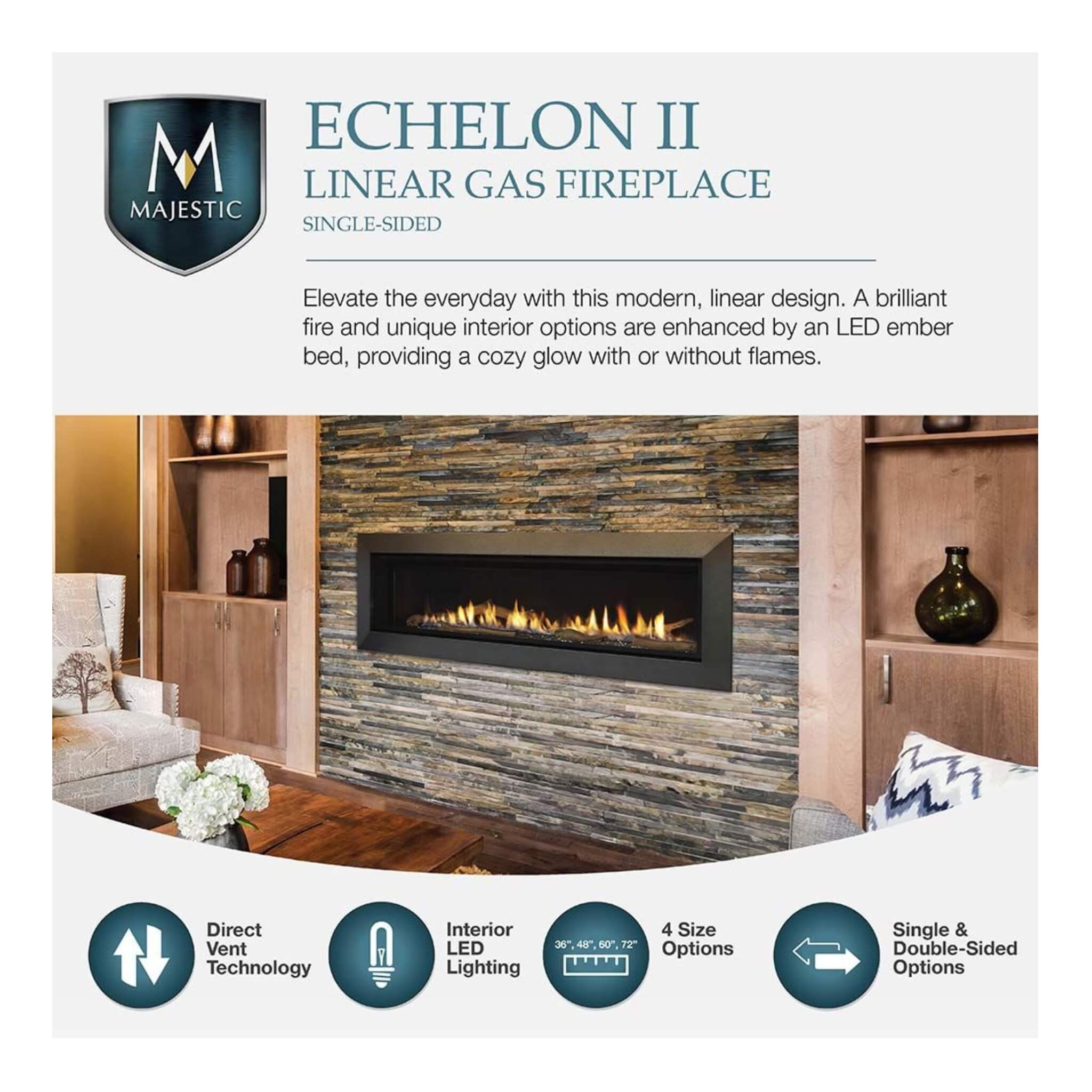Majestic Echelon II 60" Linear Direct Vent Fireplace [ECHEL60IN-C] (SAK57214)