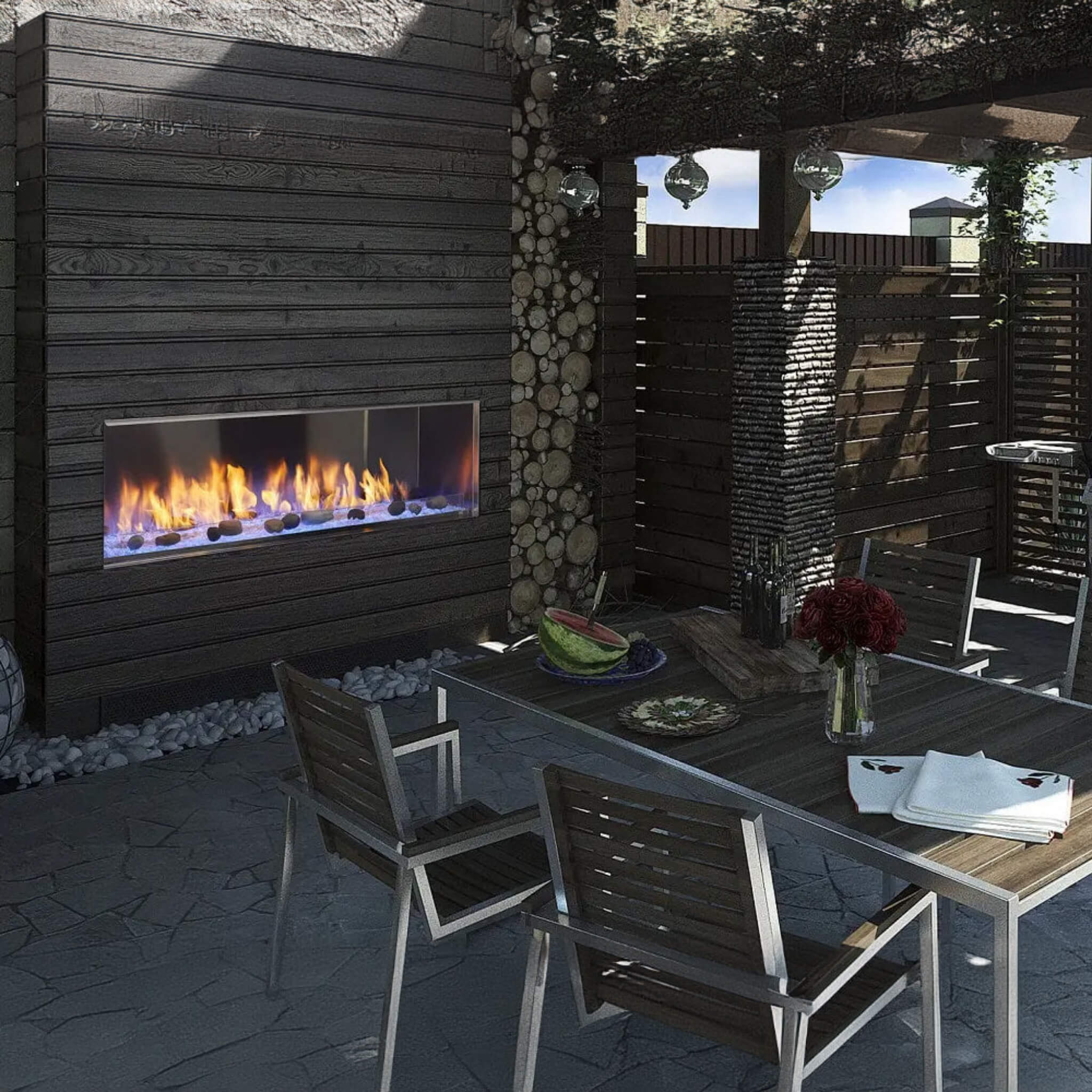 Majestic Lanai 48" Single Sided Linear Outdoor Gas Fireplace [ODLANAIG-48] (SAK95127)