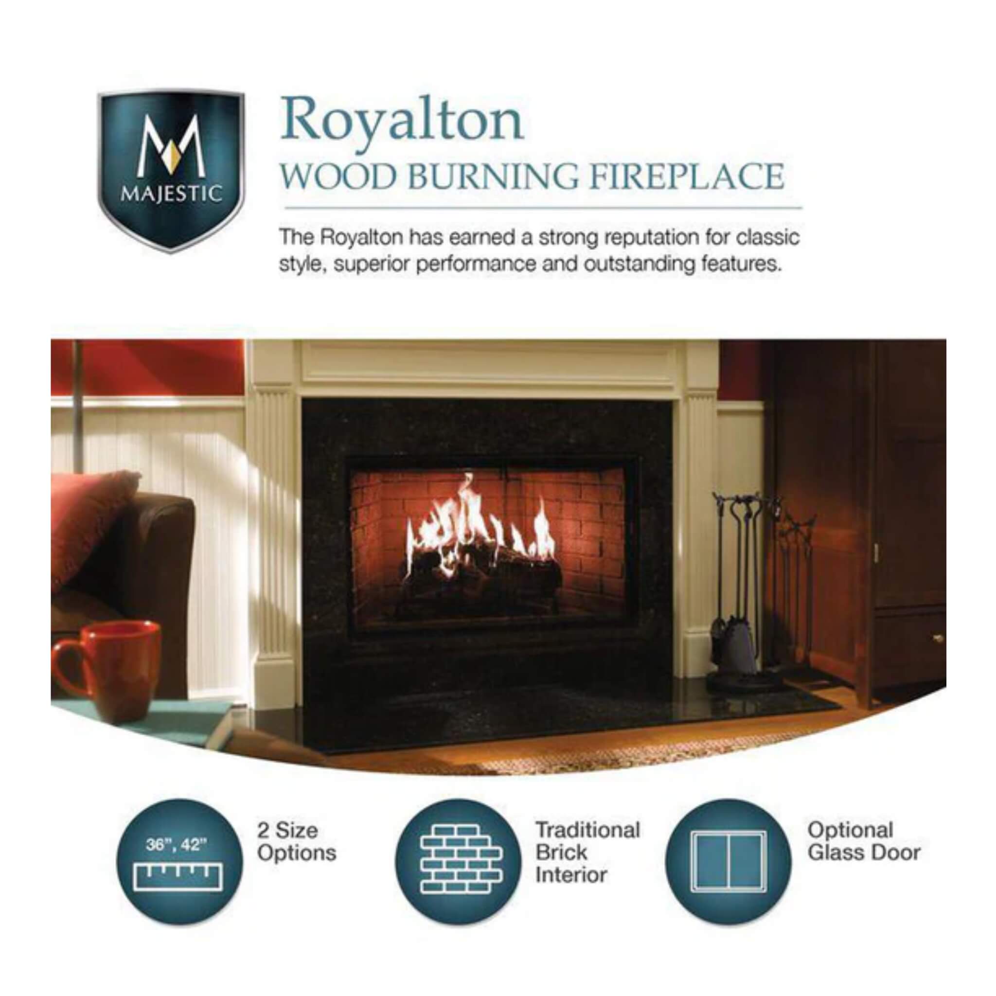 Majestic Royalton 42" Wood Burning Fireplace With Invisible Smoke Shield [BE42] (SAK14346)
