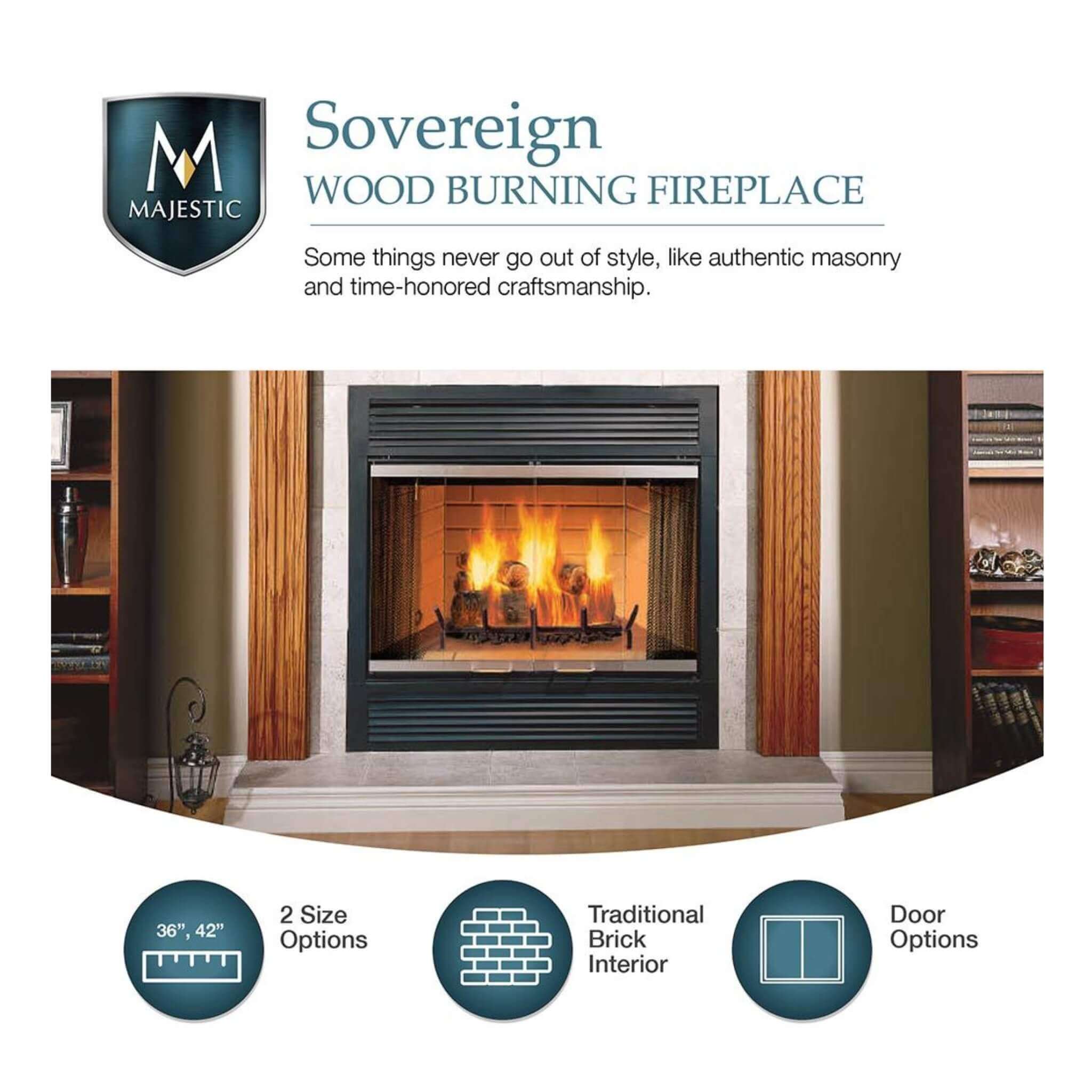 Majestic Sovereign 42" Black Wood Burning Fireplace [SA42R/C] (SAK59347)