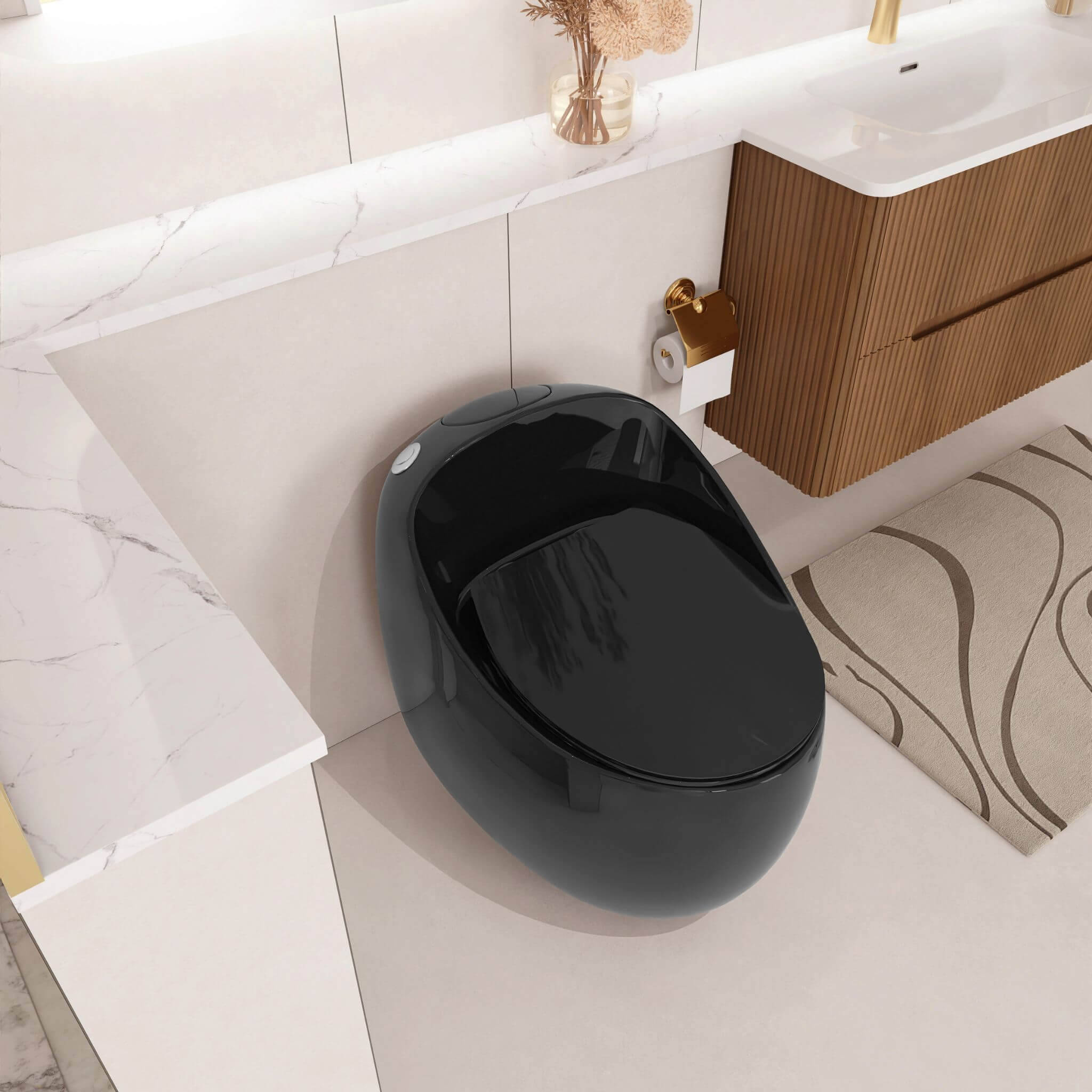 Nuvia Modern 1.28 GPF Single Flush 1-Piece Ceramic Egg-Shaped Toilet (SAK93341)