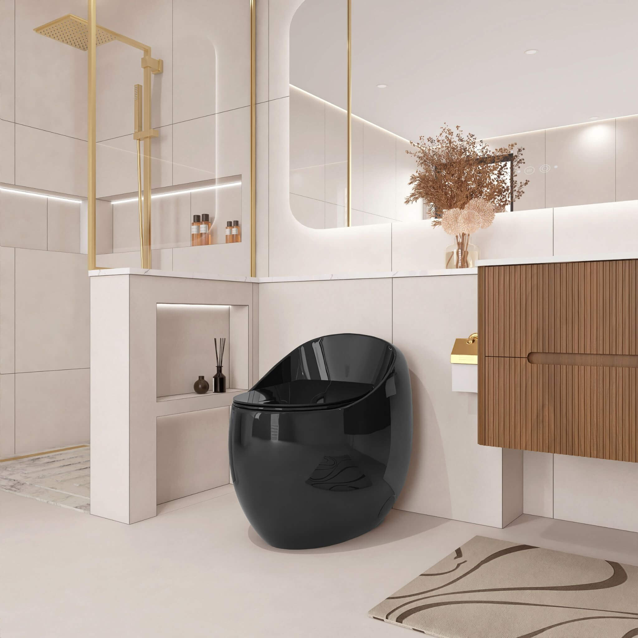 Nuvia Modern 1.28 GPF Single Flush 1-Piece Ceramic Egg-Shaped Toilet (SAK93341)