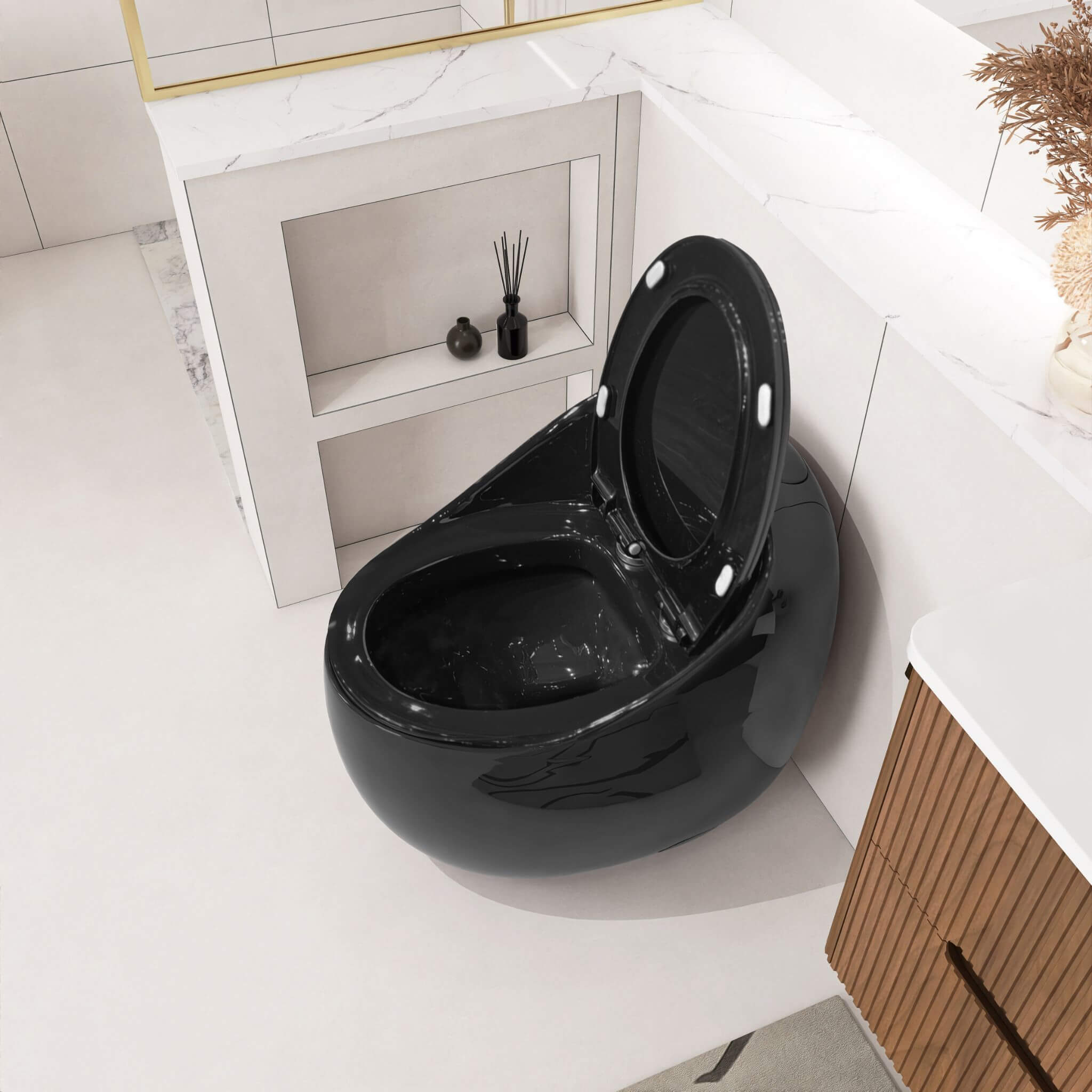 Nuvia Modern 1.28 GPF Single Flush 1-Piece Ceramic Egg-Shaped Toilet (SAK93341)