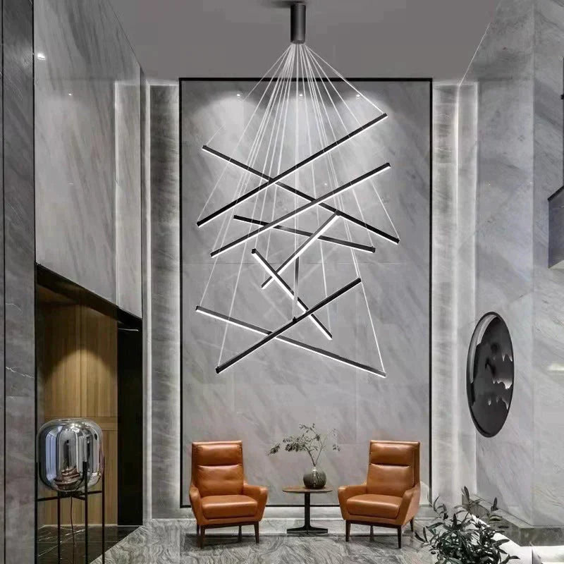 Elevate Your Space with the Modern Black Stair Chandelier