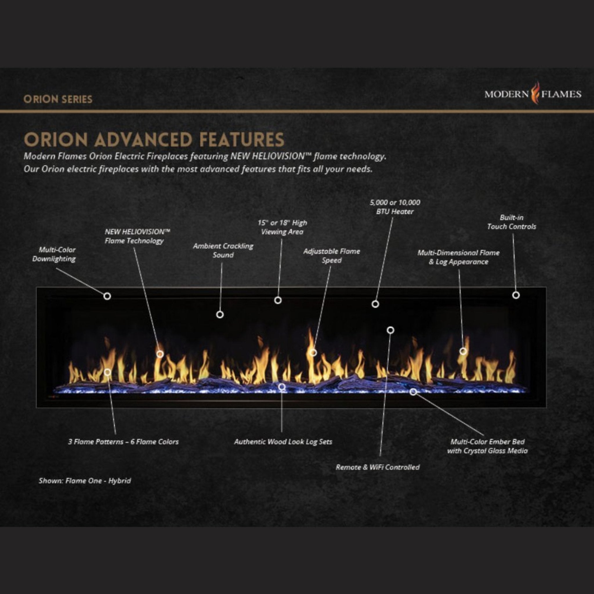 Modern Flames Orion Multi 60" Heliovision Built-In Electric Fireplace [OR60-MULTI] (SAK73095)