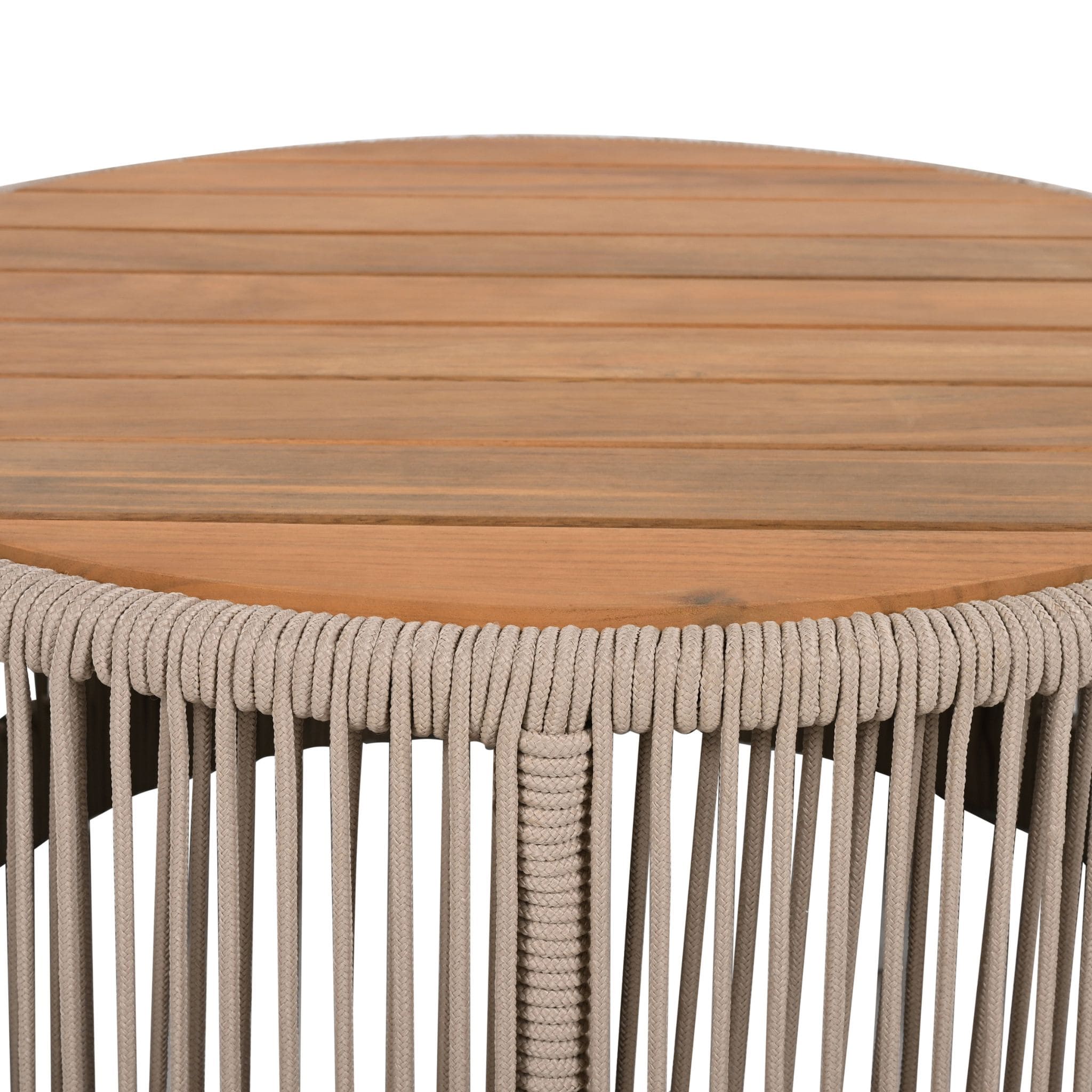 Modern Rustic Coffee Table & Side Table With Woven Rope Design (SAK56739)