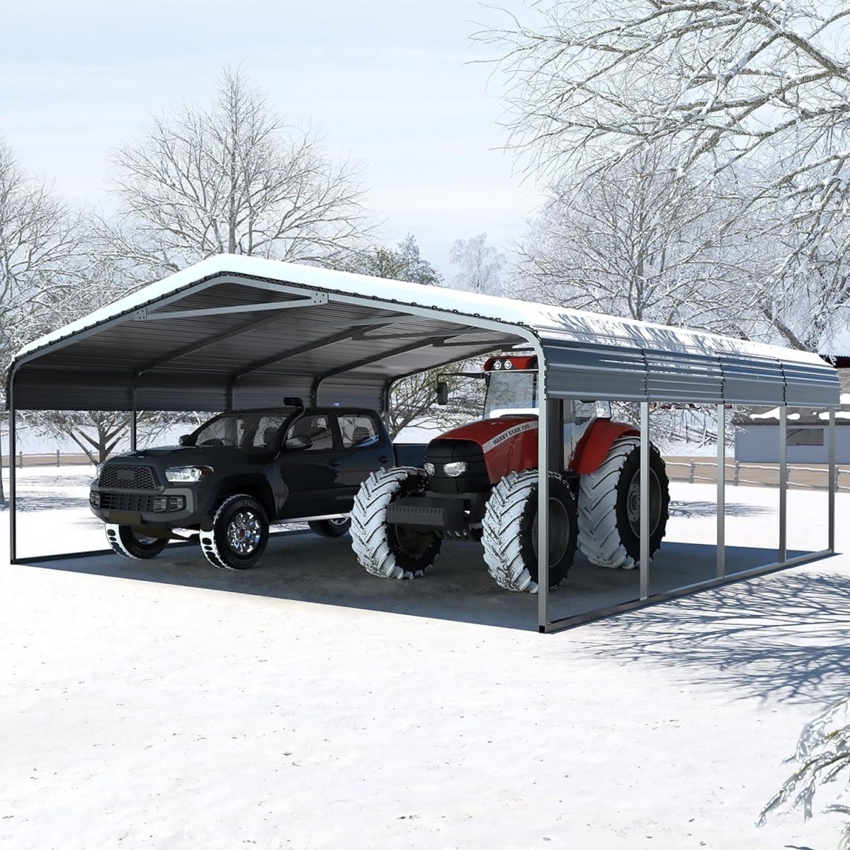 [20X20FT] Alora Extra Large Premium Heavy-Duty Outdoor Metal Carport Shelter (SAK97425)