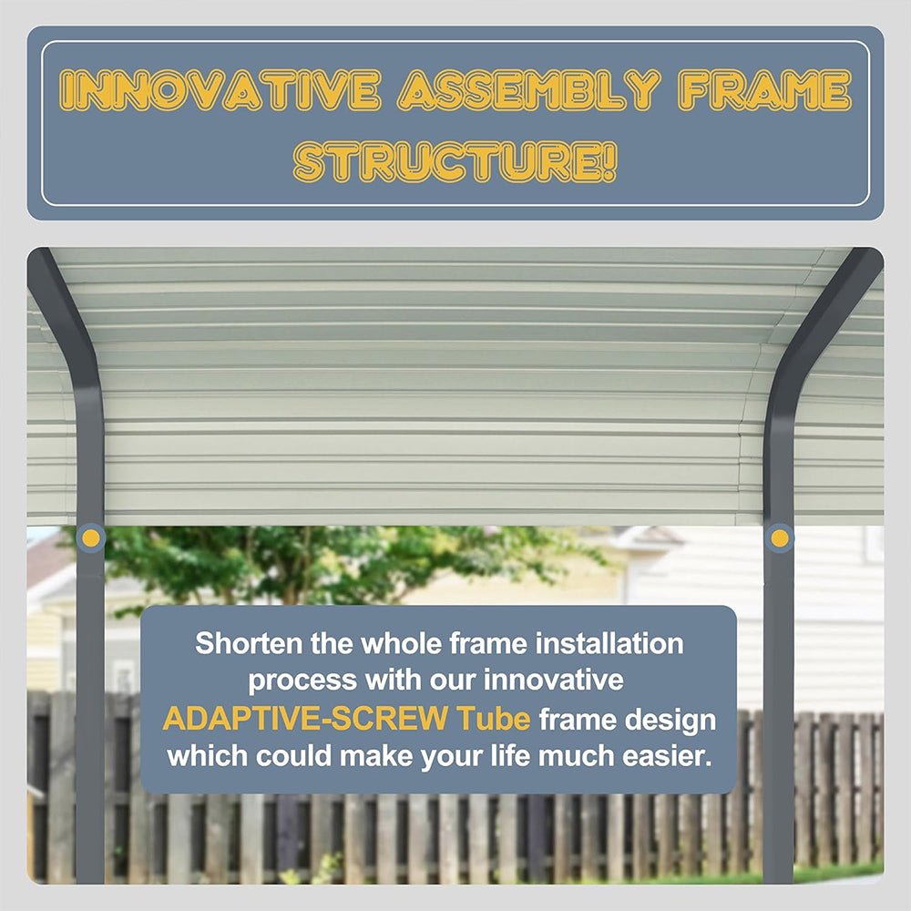 [12X20FT] Alora Premium Heavy-Duty Outdoor Canopy Garage Shelter With Galvanized Metal Roof (SAK91523)