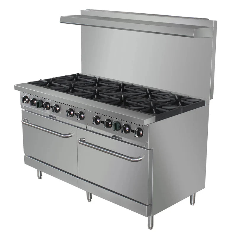 Black Diamond 60" Gas Range with Oven, 10 Burners, in Stainless Steel
