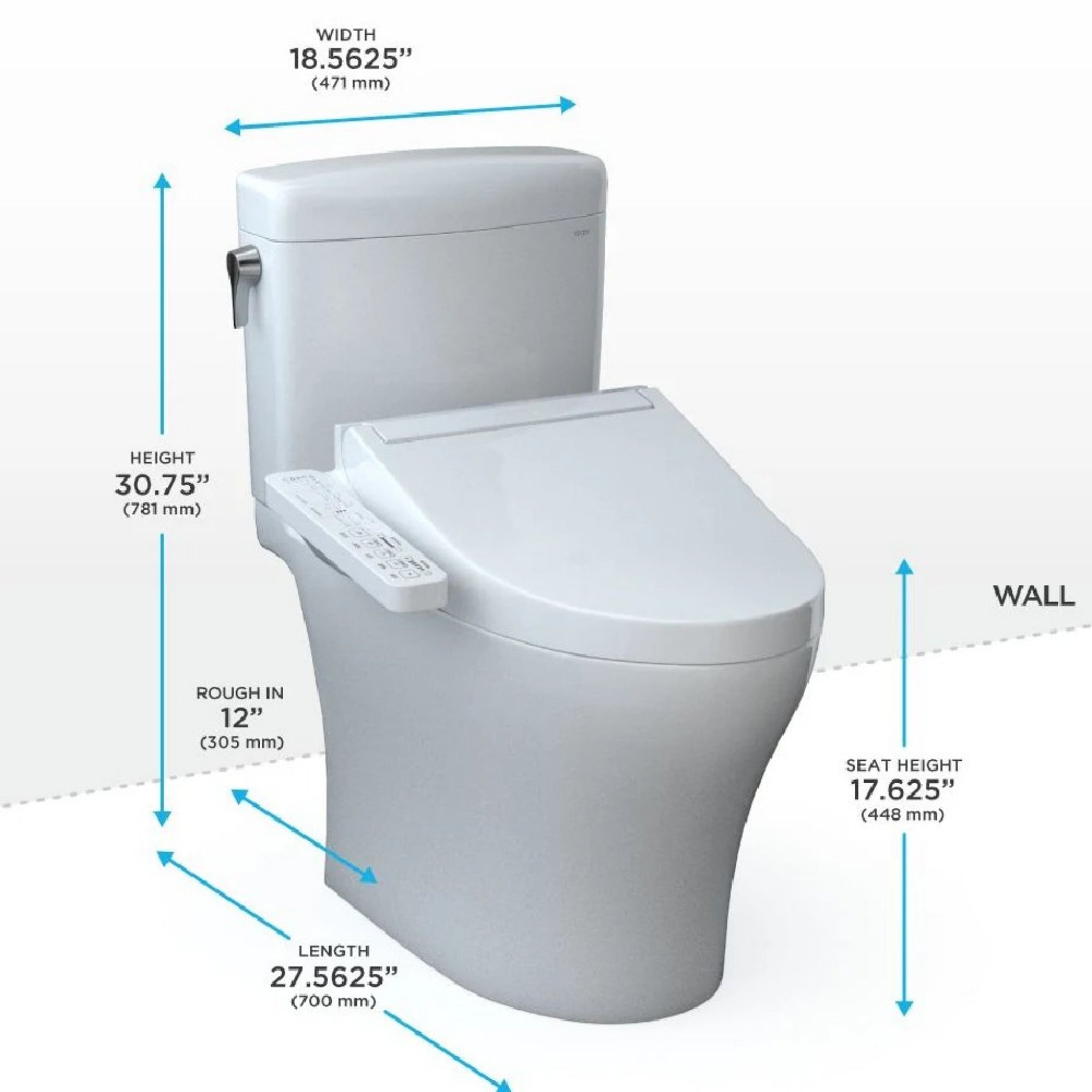 [MW4363074CEMFGN#01] TOTO Aquia IV Cube Elongated Dual Flush Toilet With Washlet C2 Bidet Seat And Left Hand Lever (SAK59713)