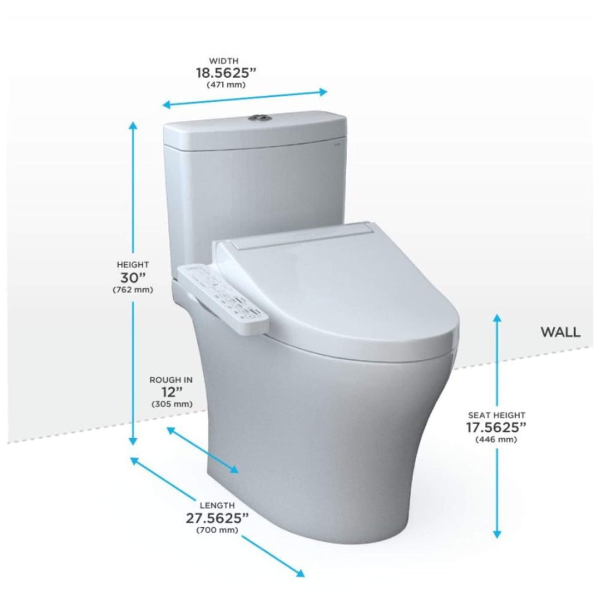 [MW4463074CEMFGN#01] TOTO Aquia IV Washlet C2 With 1.28 GPF and 0.9 GPF Universal Height Elongated Bidet Toilet (SAK10613)