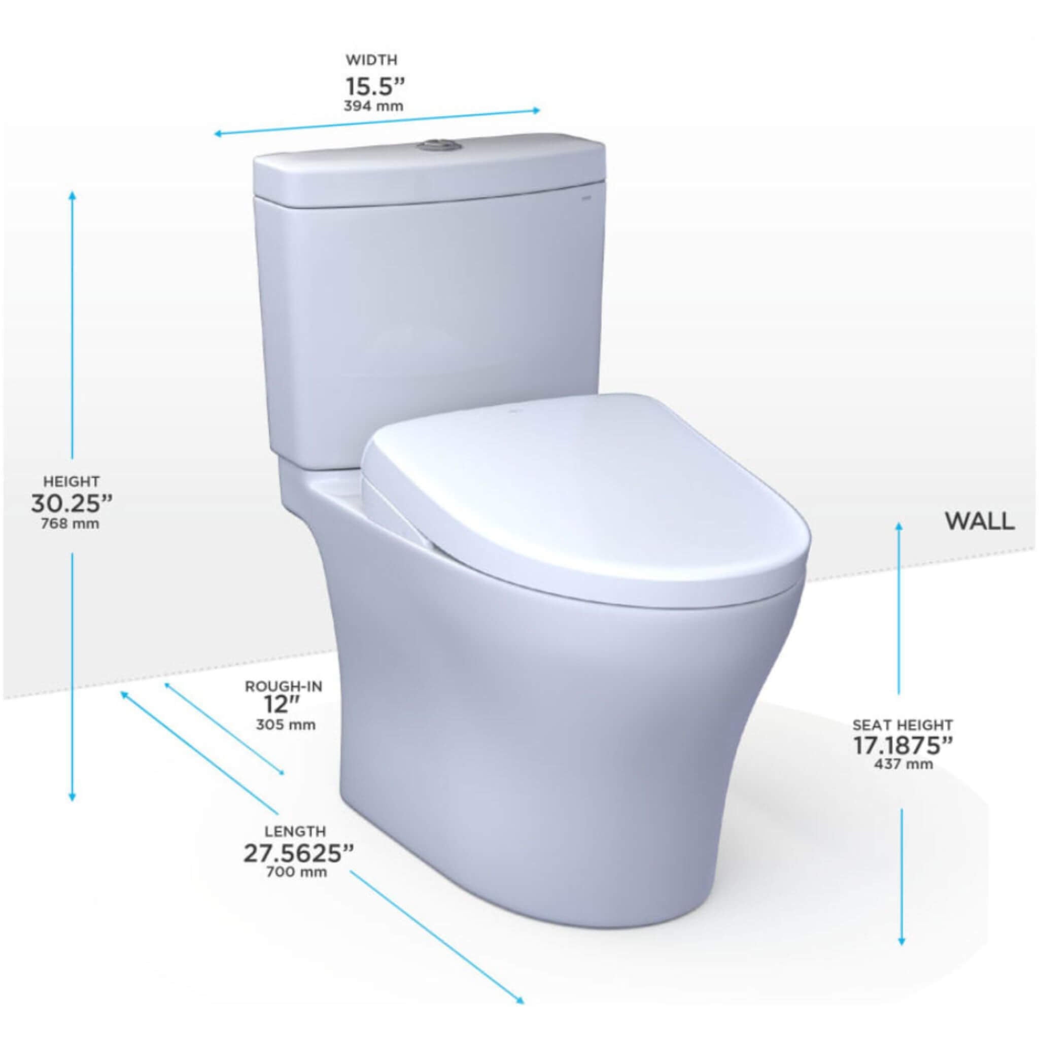 [MW4464736CEMFGN#01] TOTO Aquia IV Dual Flush Elongated Chair Height Toilet With Washlet S7A (SAK98062)