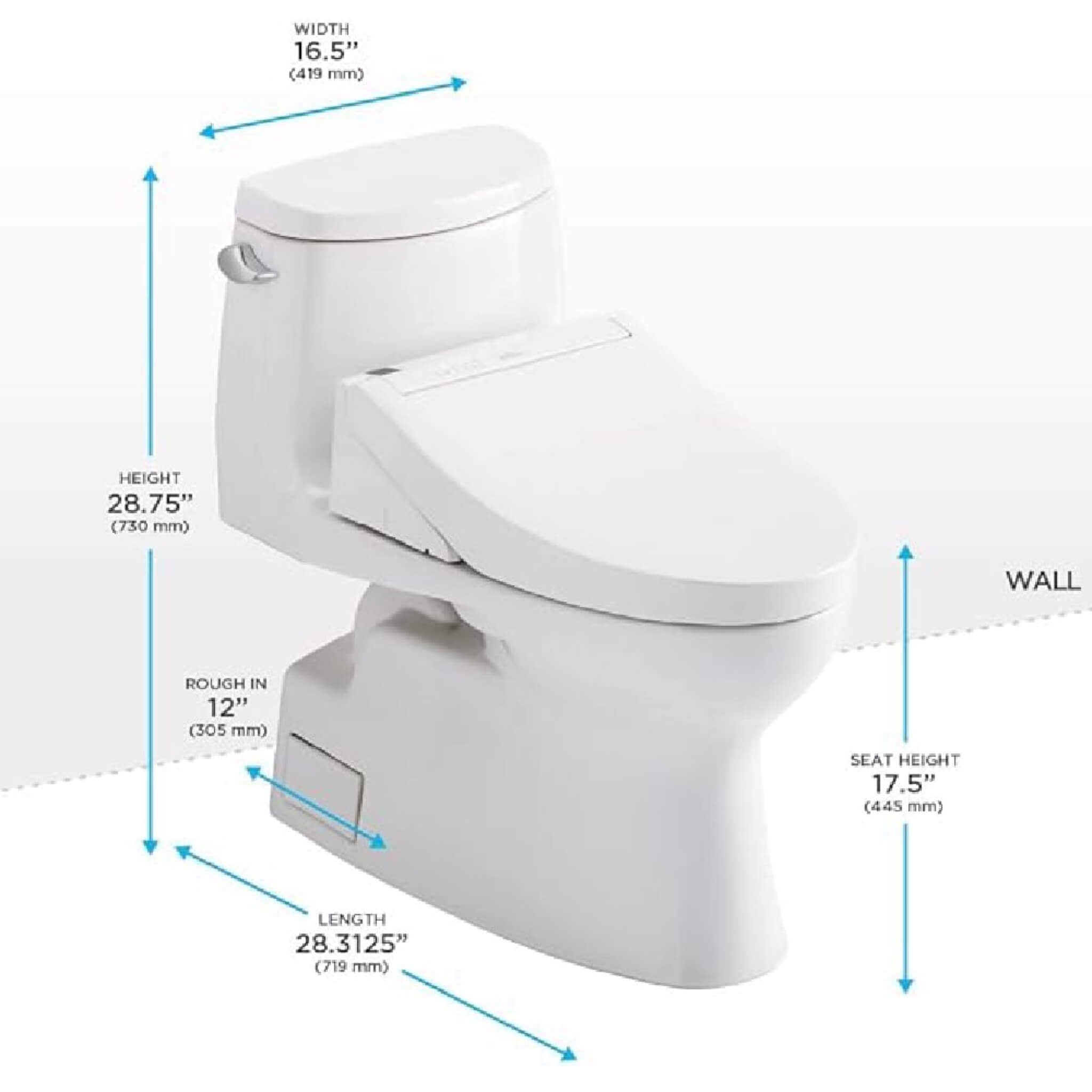 [MW6143084CEFG#01] TOTO Carlyle II 1.28 GPF One Piece Elongated Toilet With Washlet C5 Bidet Seat (SAK03124)