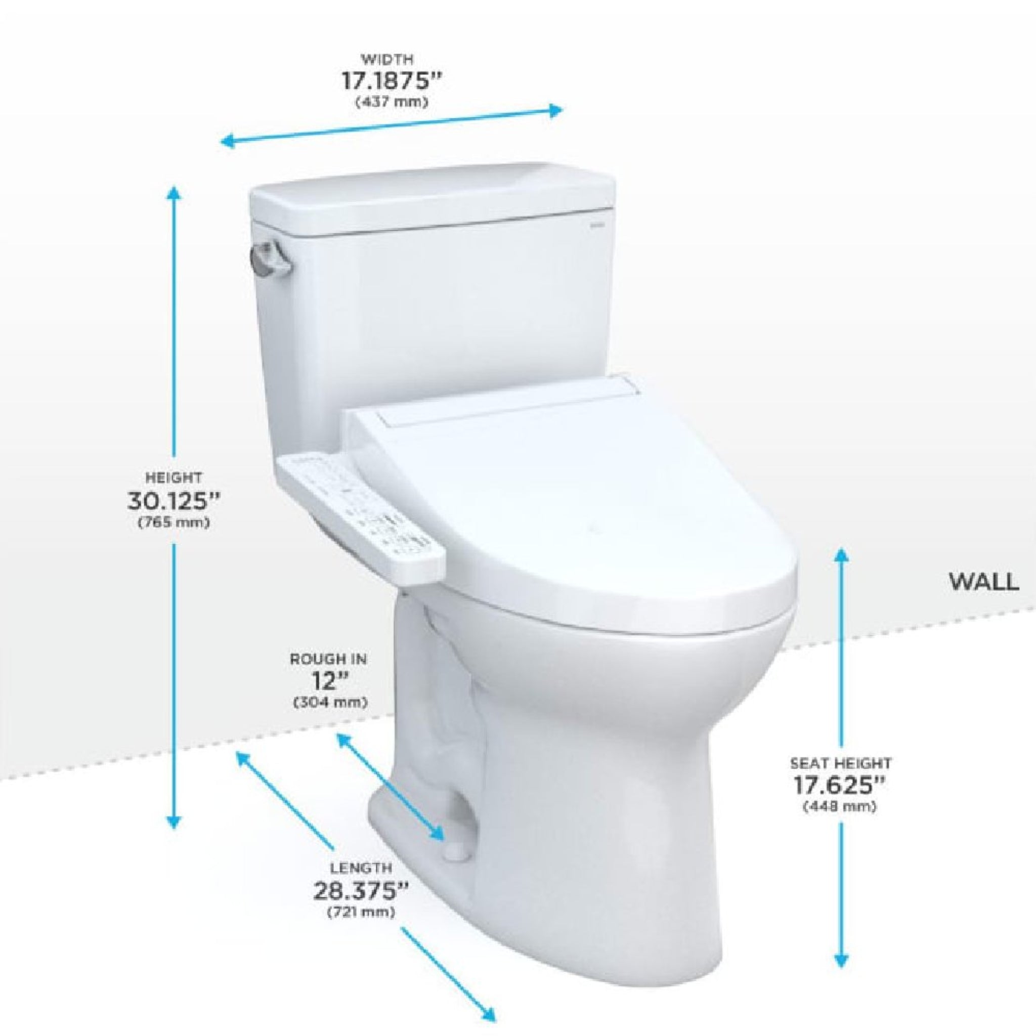 [MW7763074CEFG#01] TOTO Drake Washlet C2 And 1.28 GPF Left Hand Lever With Elongated Universal Height Bidet Toilet (SAK01352)