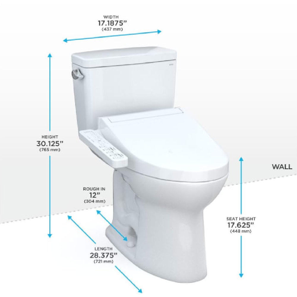 [MW7763074CSFG#01] TOTO Drake Washlet C2 With 1.6 GPF Universal Height Elongated Toilet (SAK14526)