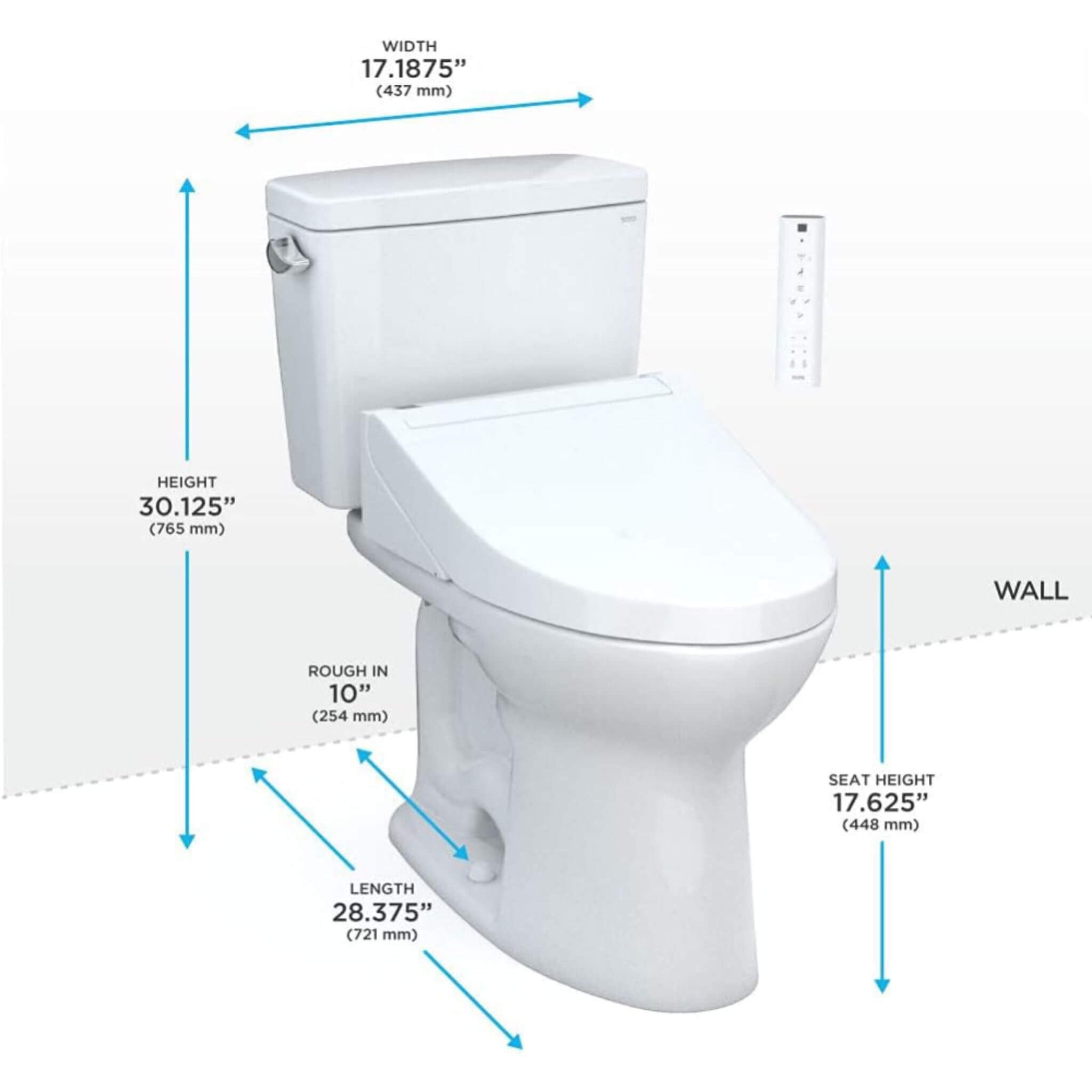 [MW7763084CEFG.10#01] TOTO Drake 1.28 GPF Elongated Universal Height EWater+ Toilet With C5 Bidet Seat (SAK56192)