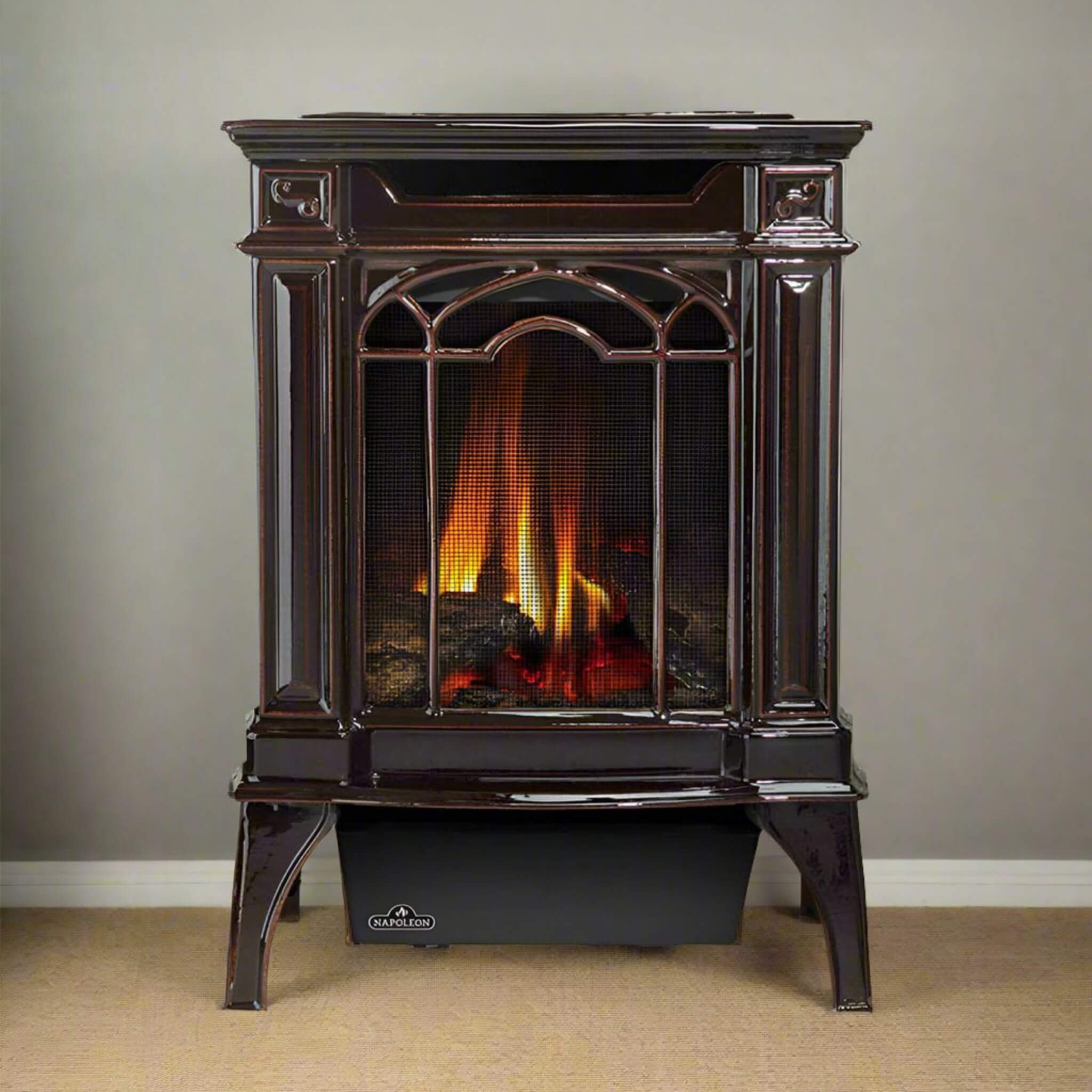 Napoleon Arlington 20 Cast Iron Millivolt Ignition Majolica Brown Natural Gas Stove, 19" [GDS20NNSB] (SAK43798)