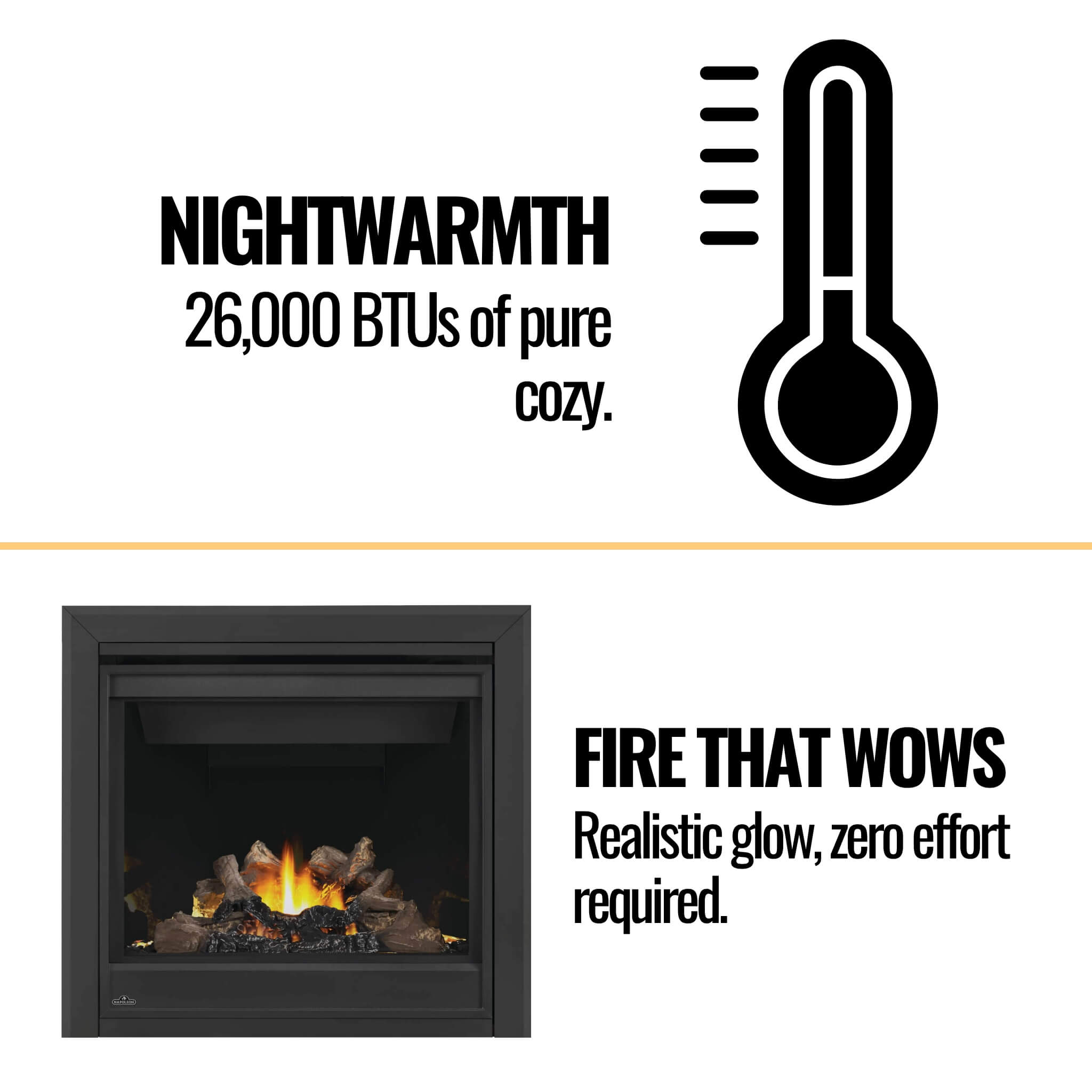 Napoleon Ascent 36 Direct Vent Electronic Ignition Natural Gas Fireplace, 35" [BX36NTRE] (SAK75982)