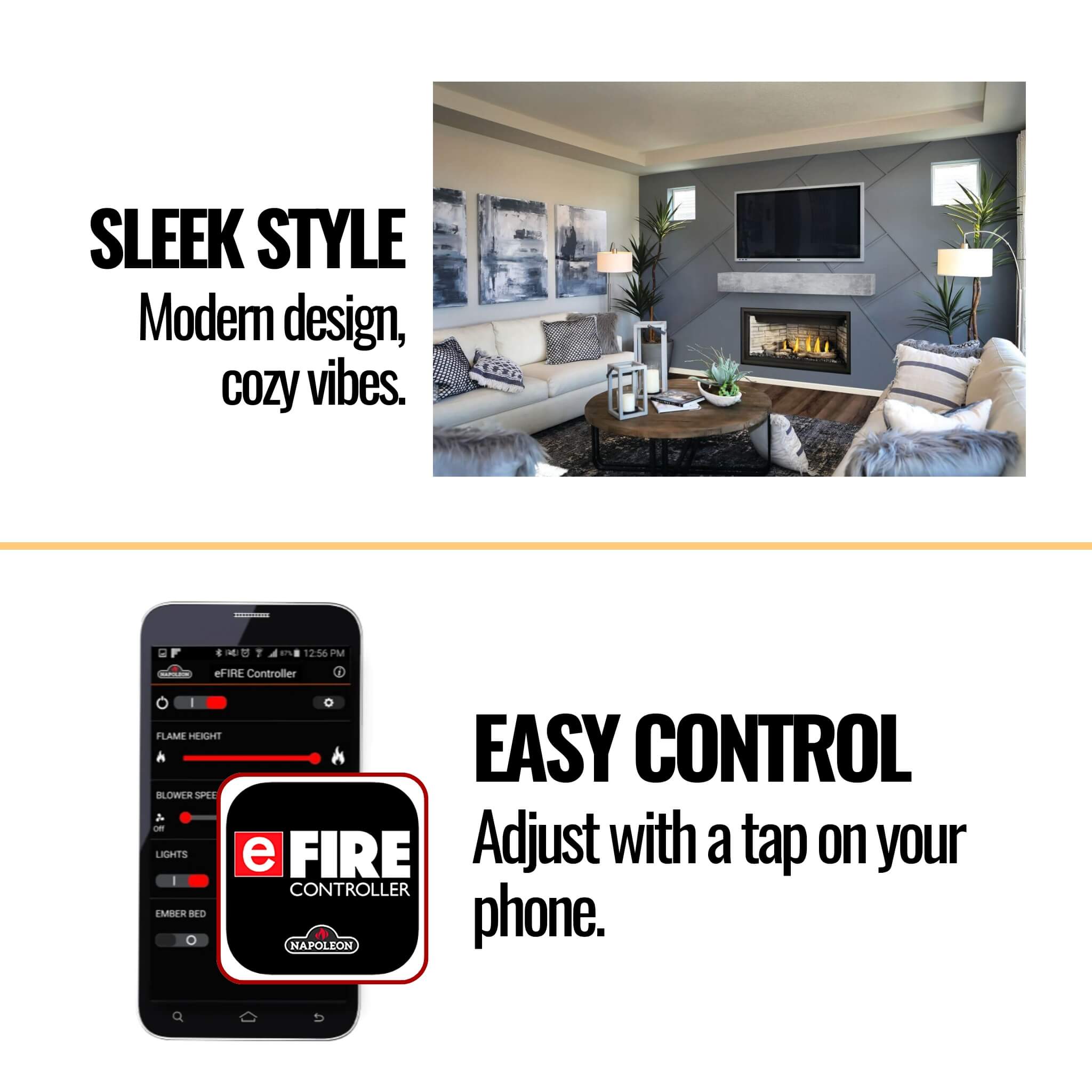 Napoleon Ascent Linear Premium Direct Vent Natural Gas Fireplace Battery Back-Up Control [BLP42/46/56NTE] (SAK52964)