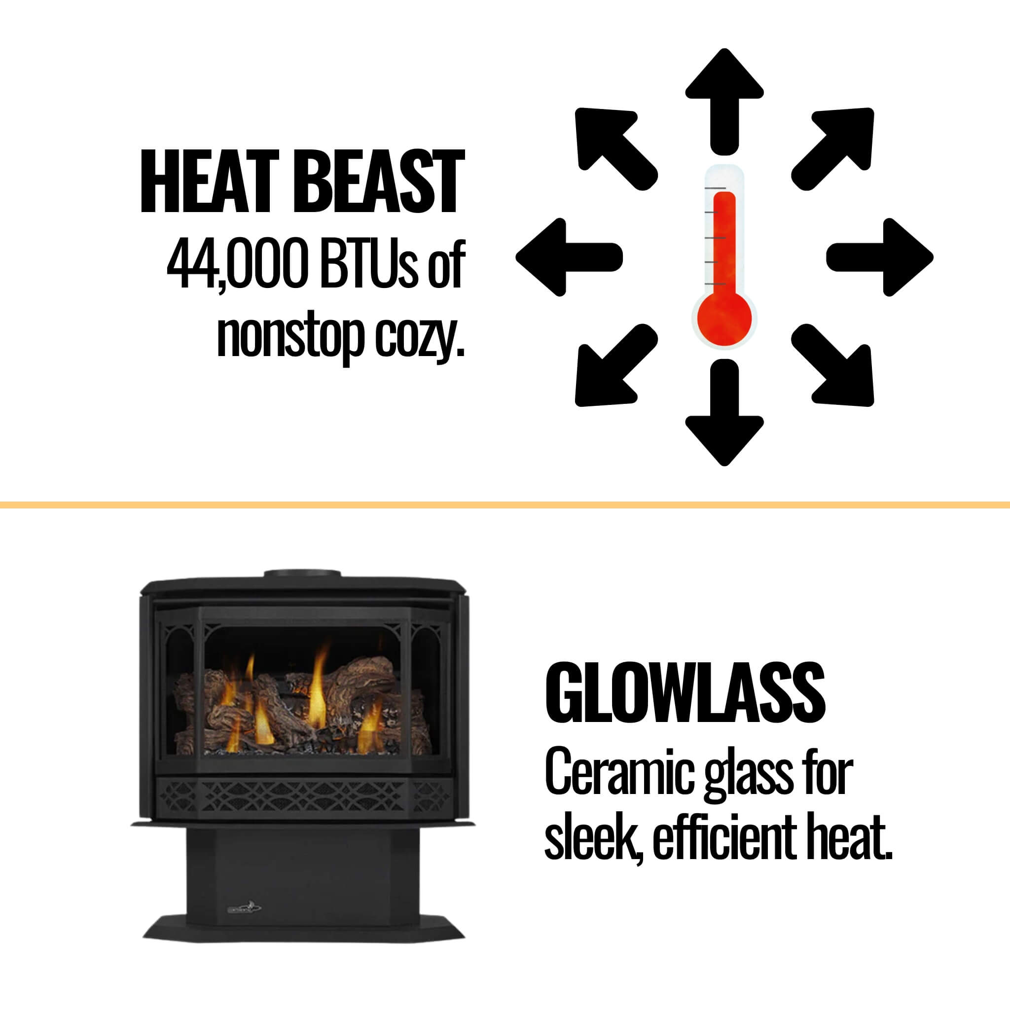 Napoleon Havelock 50 Direct Vent Natural Gas Stove With Triple Burner, 28" [GDS50-1NE] (SAK68193)