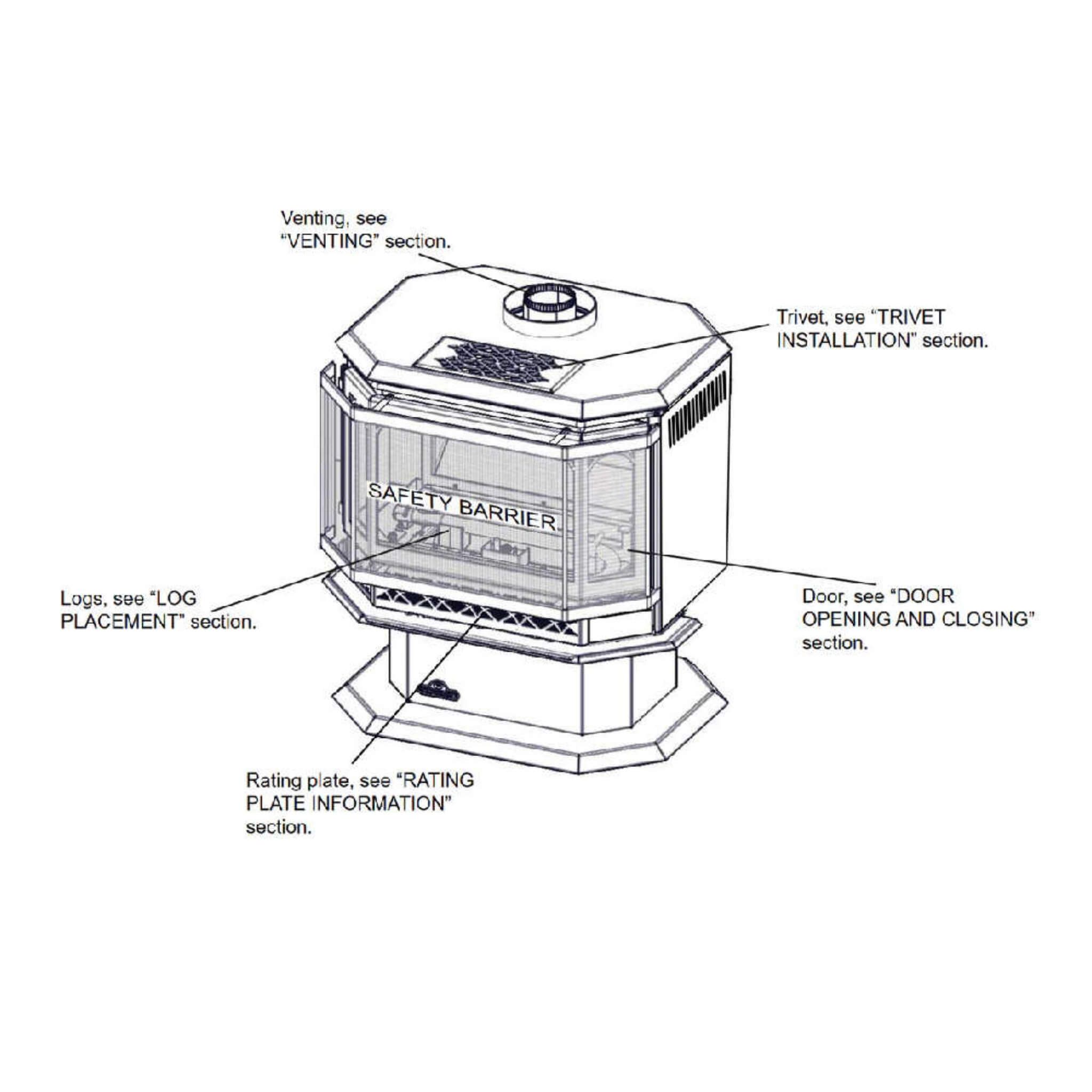 Napoleon Havelock 50 Direct Vent Millivolt Ignition Natural Gas Stove, 28" [GDS50-1NSB] (SAK37589)