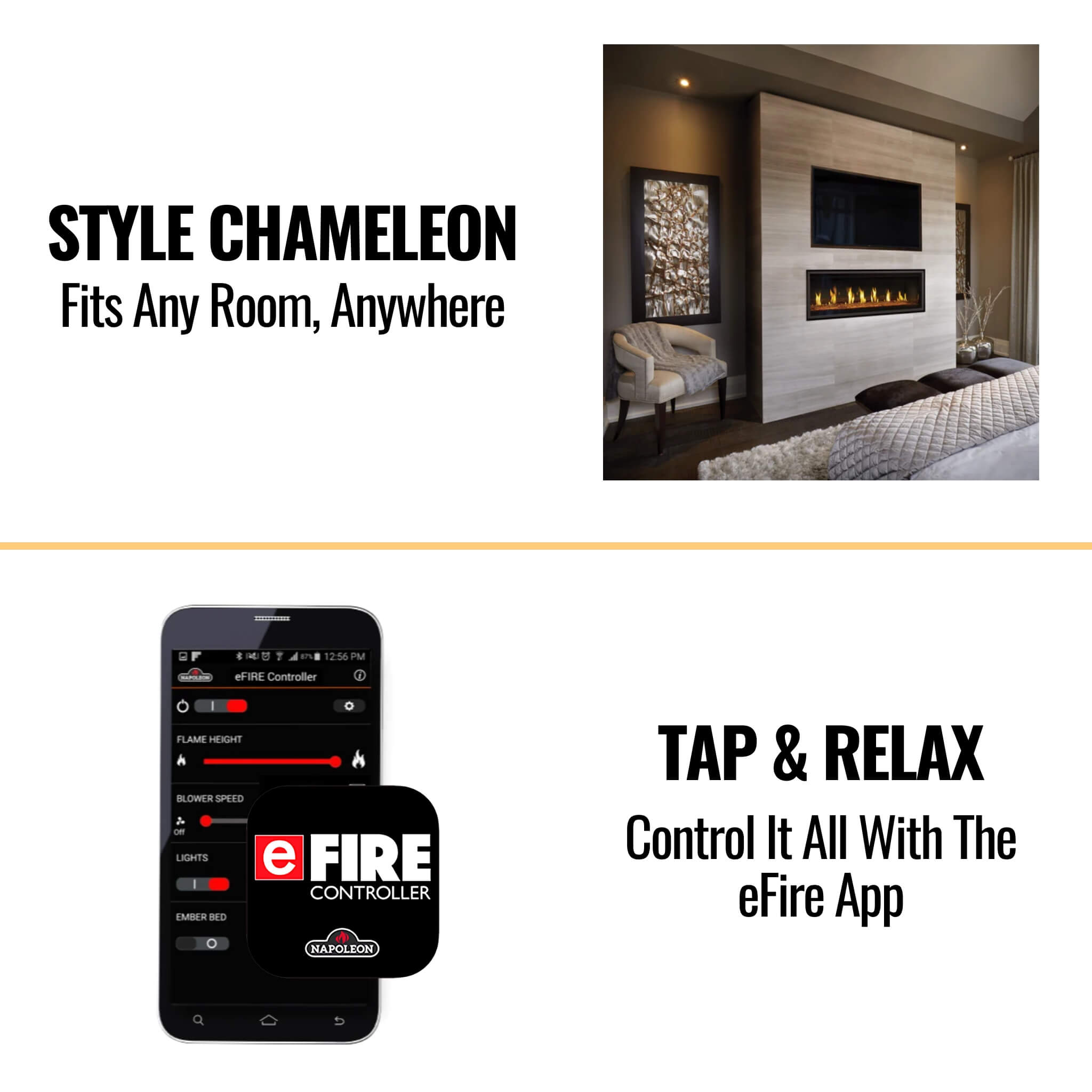 Napoleon Vector 50 Single-Sided Direct Vent Electronic Natural Gas Fireplace With Night Light System, 65" [LV50N-2] (SAK29481)