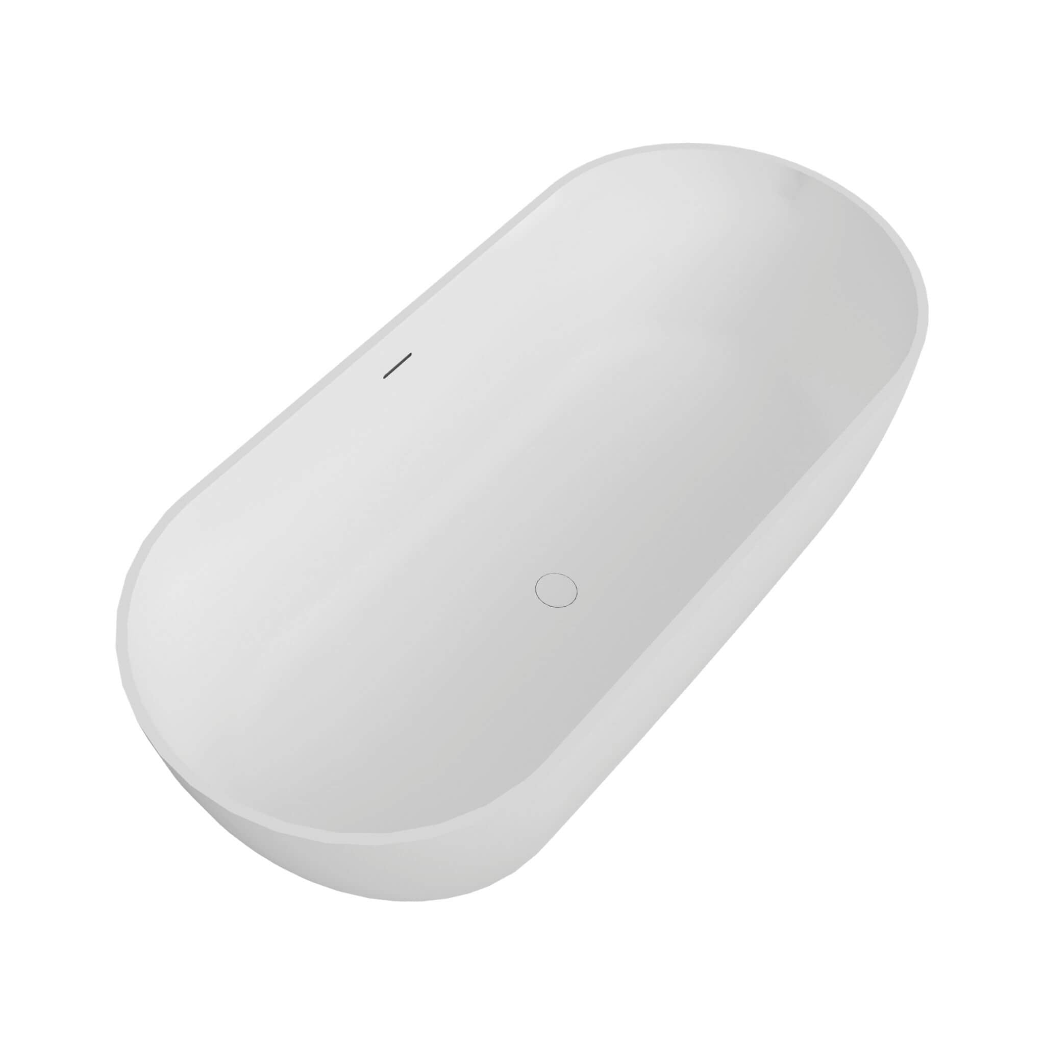 Nuvia 59-Inch Luxury Solid Surface Matte White Freestanding Soaking Tub (SAK95320)