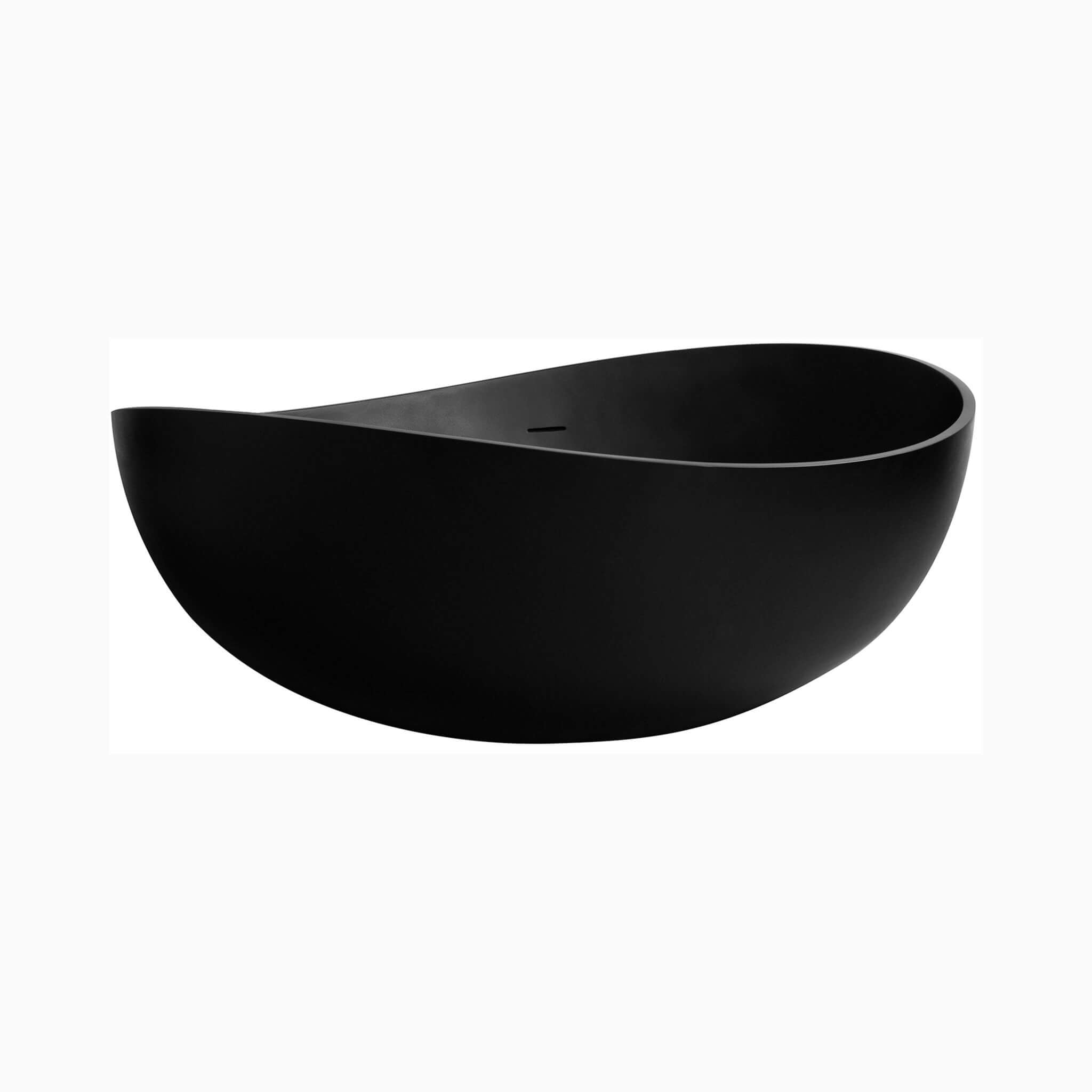 Nuvia 63-Inch Modern Freestanding Single-Piece Matte Black Finish Stone Resin Bathtub (SAK69041)