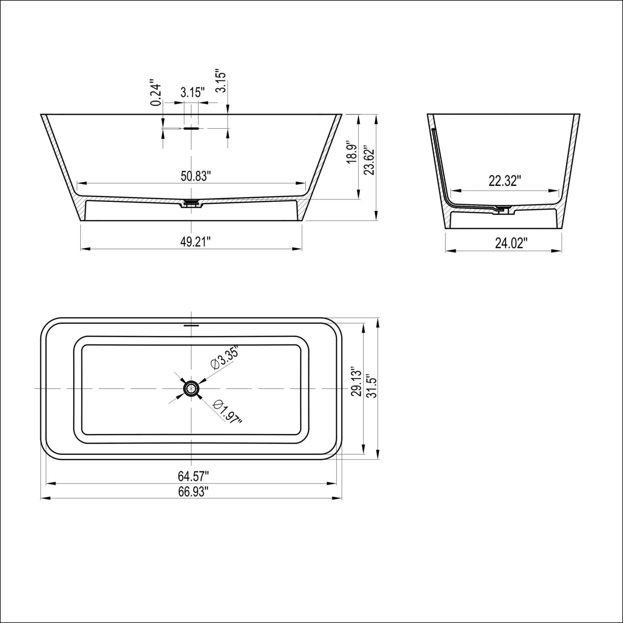 Nuvia 67-Inch Luxury Freestanding Solid Surface Soaking Bathtub (SAK51920)