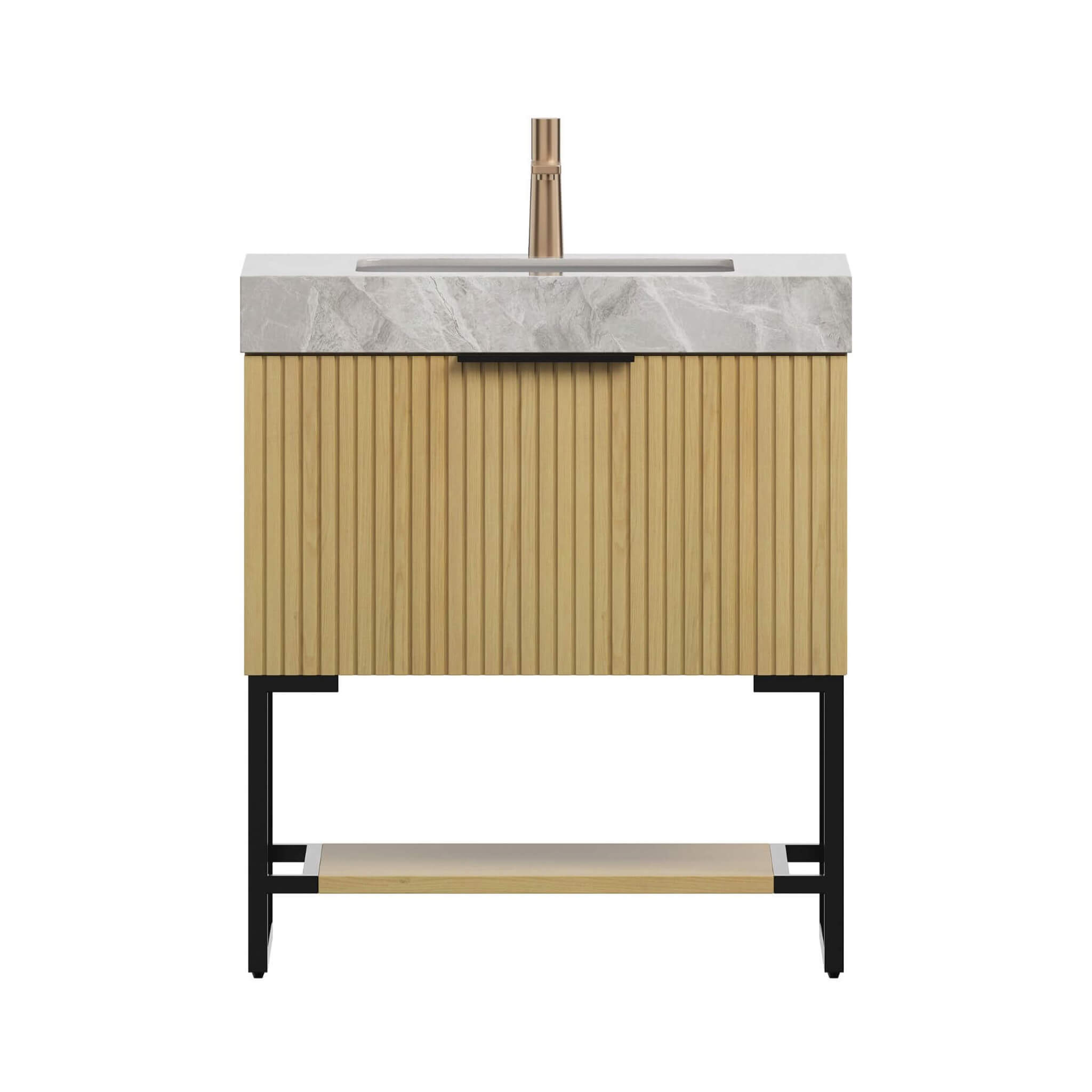 Nuvia Luxury 30-Inch Corolla Oak Freestanding Bathroom Vanity With Sink And Storage (SAK79352)