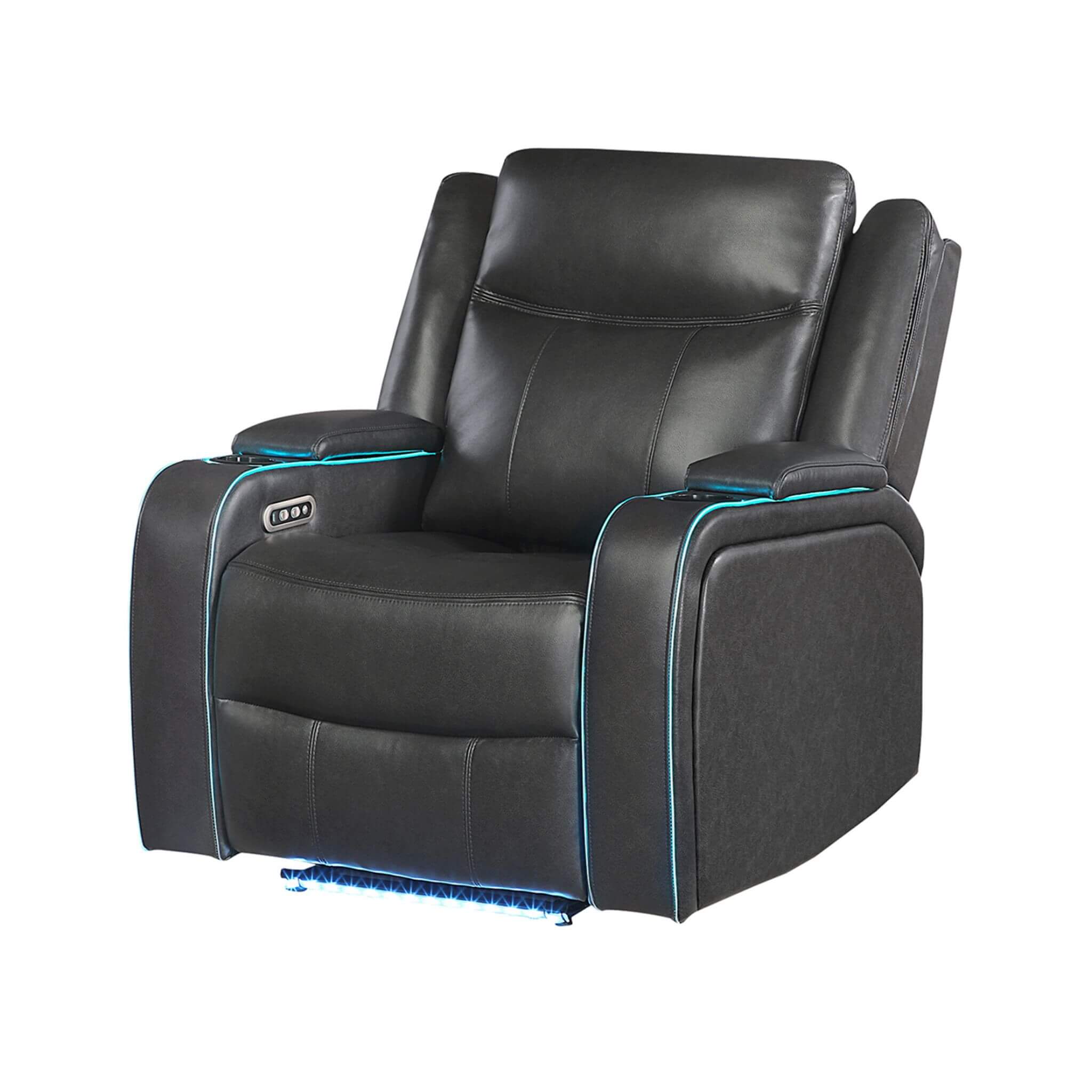 Nuvia Luxury Charcoal Upholstered Power Recliner Armchair With LED Lights (SAK16429)