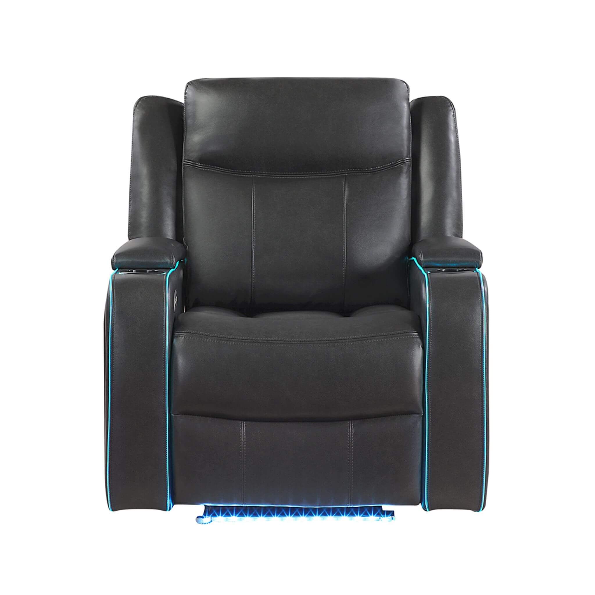 Nuvia Luxury Charcoal Upholstered Power Recliner Armchair With LED Lights (SAK16429)