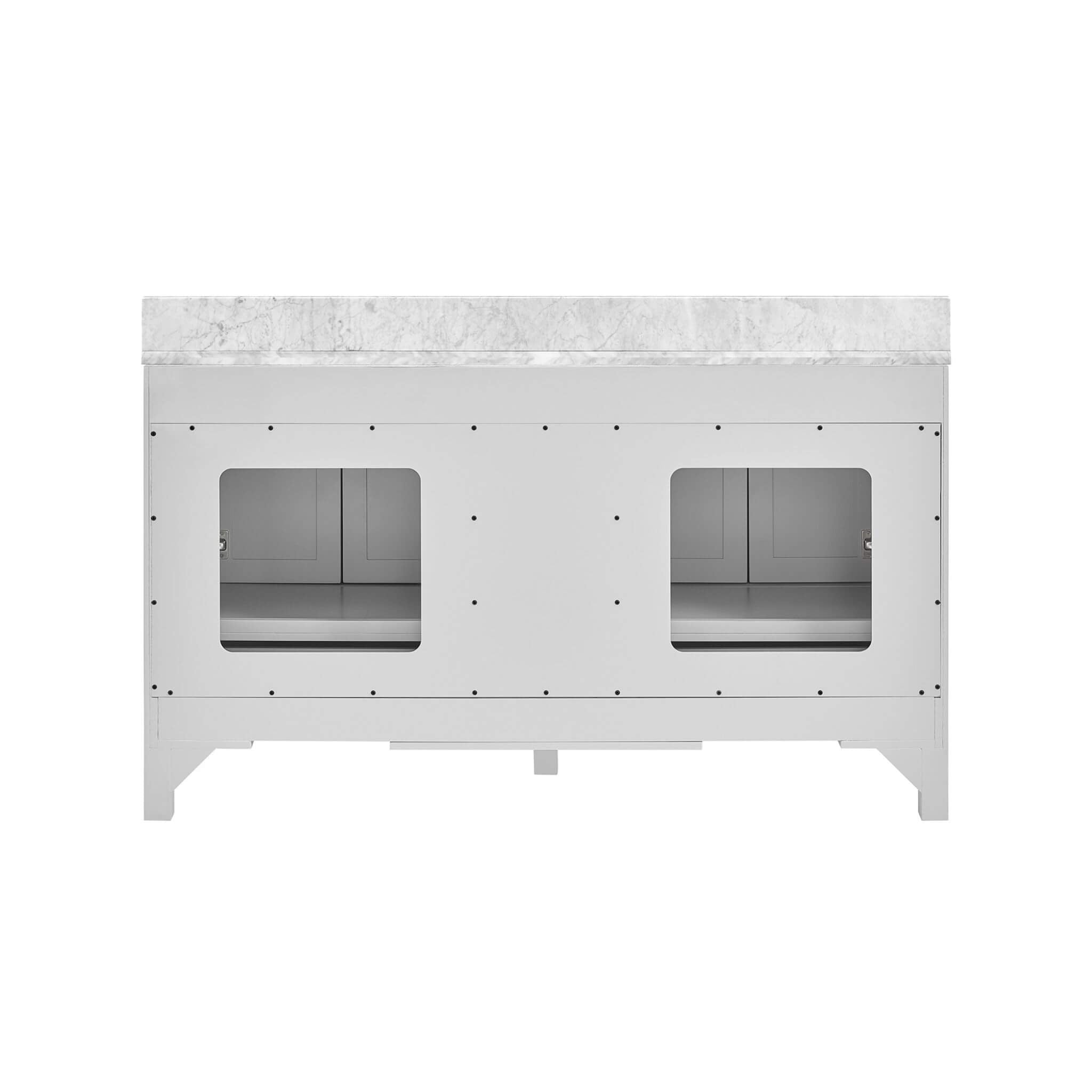 Nuvia Premium 60-Inch Freestanding Double Sink Bathroom Vanity With Carrara Marble Top (SAK51829)