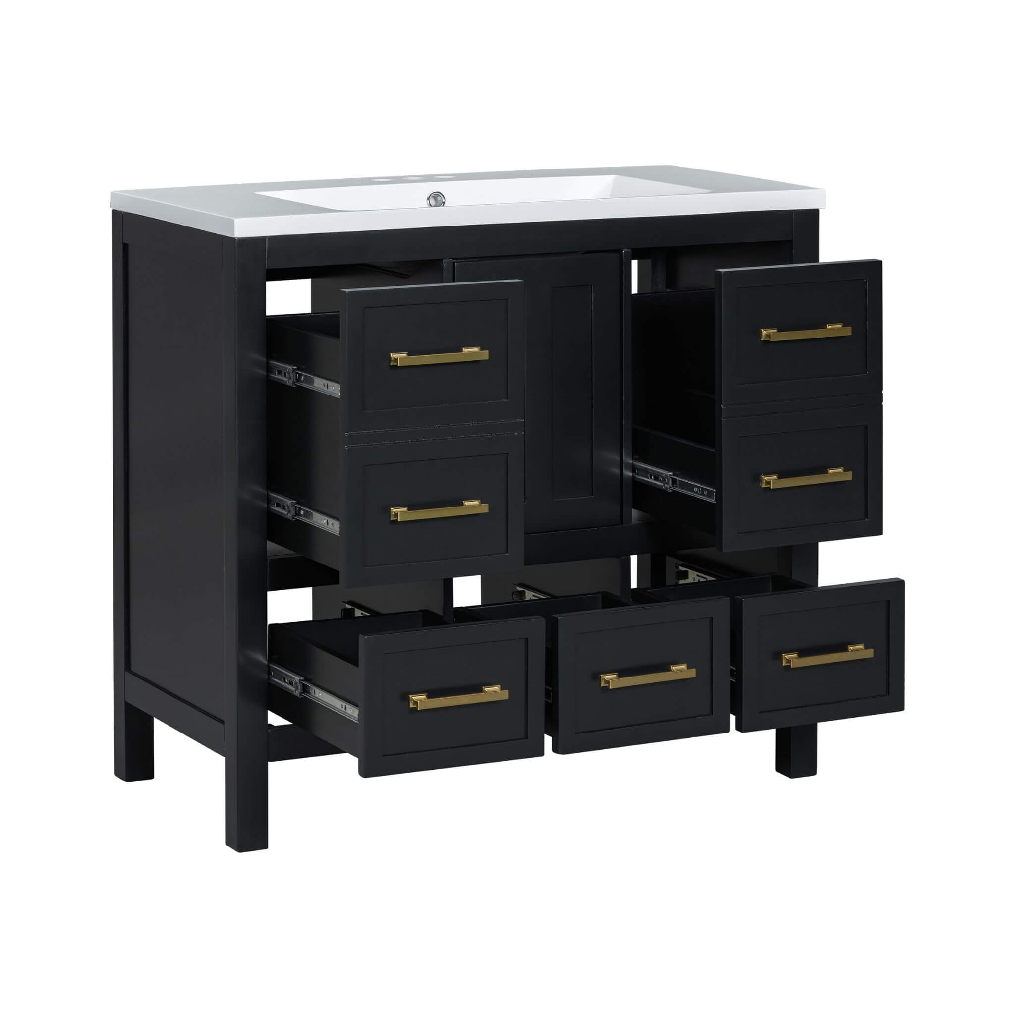 Nuvia Premium 72-Inch Bathroom Vanity Set With Resin Sink And Soft-Close Drawers [Faucet Not Included] (SAK62749)