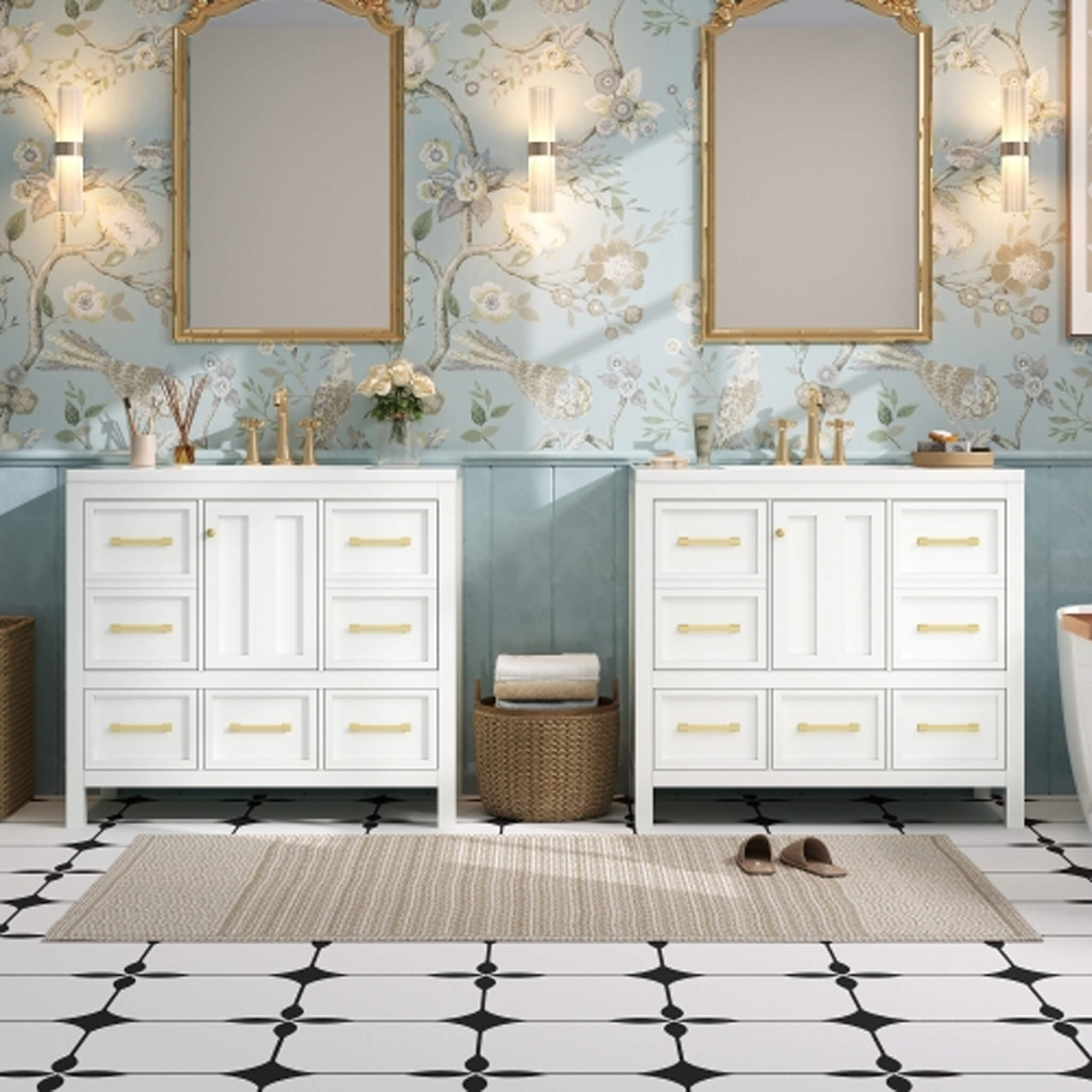 Nuvia Premium 72-Inch Bathroom Vanity Set With Resin Sink And Soft-Close Drawers [Faucet Not Included] (SAK62749)