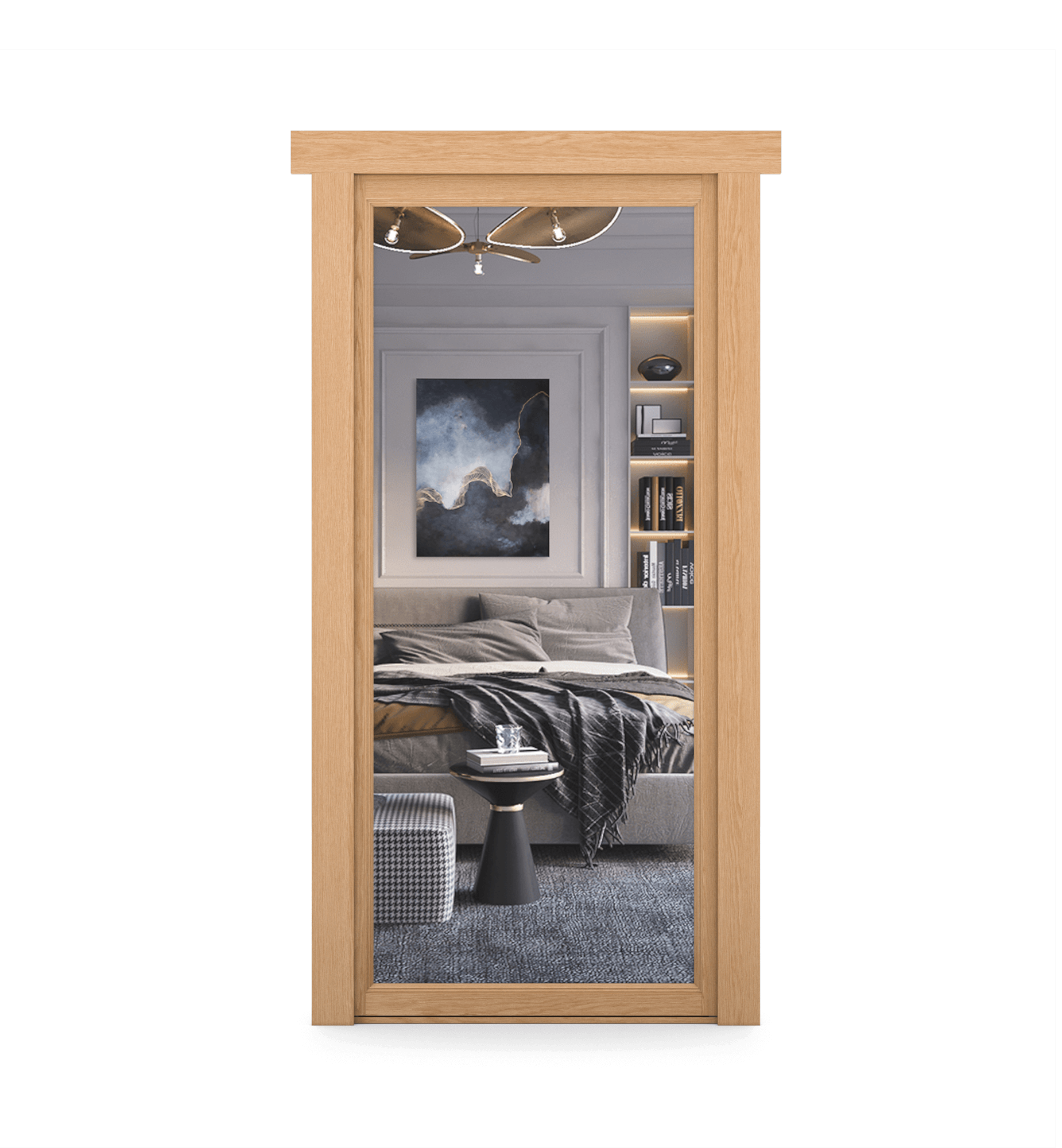 Hidden Oak Mirror Door